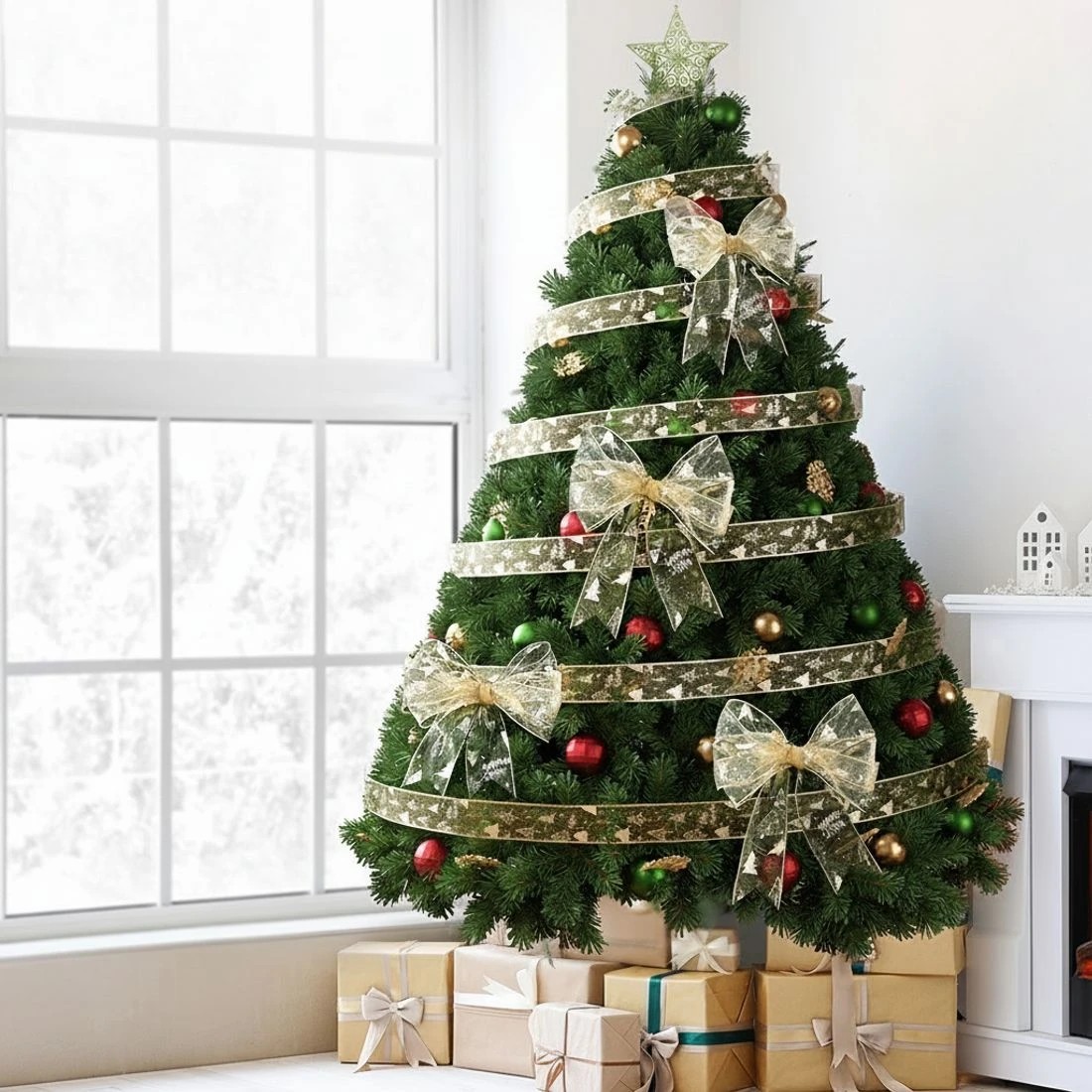 5 Jingle Jollys 20M Christmas Ribbon Roll Bow Printed Xmas Tree Decor Gift Gold - Gold, 5 of 6