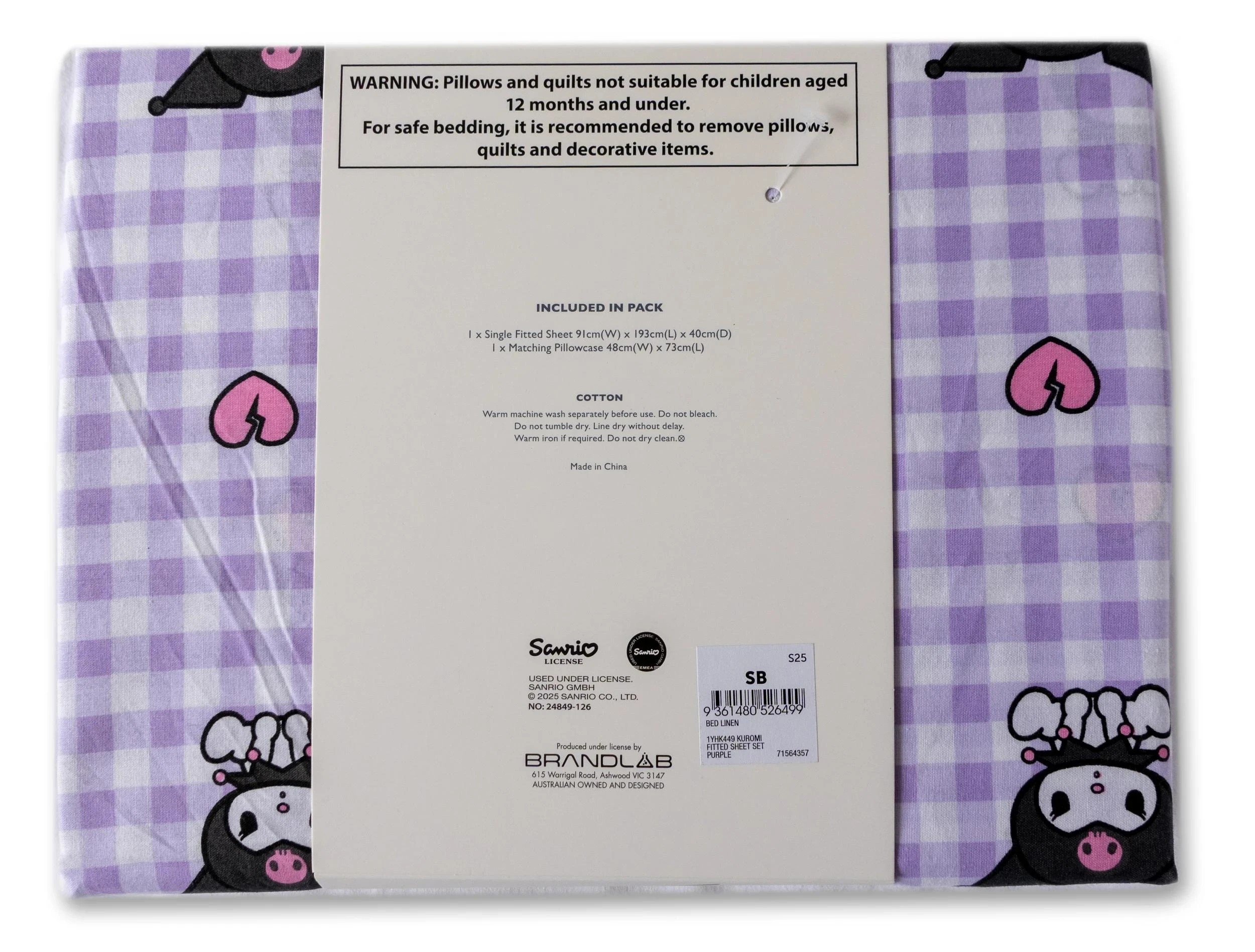 7 Hello Kitty Kuromi Kids Fitted Sheet Set - Double Bed - Purple, 7 of 7
