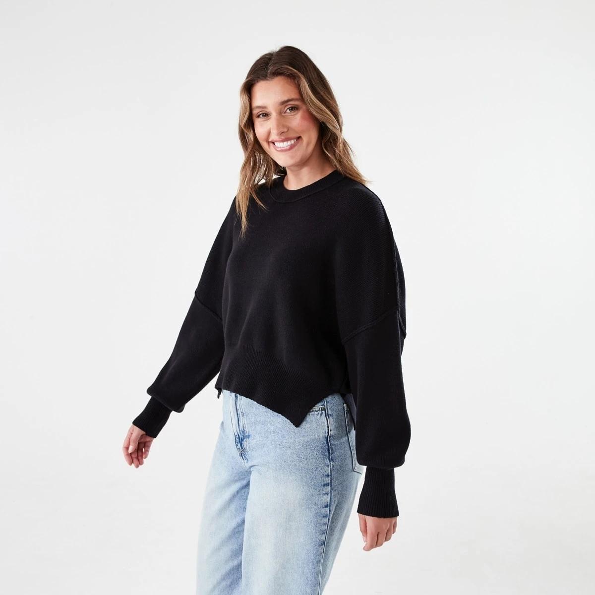 2 Oversized Crew Neck Jumper BLACK, 2 of 7