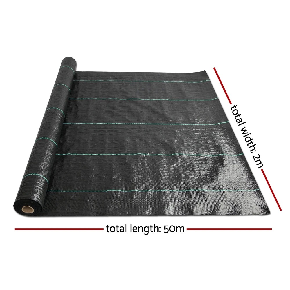2 Instahut 2x50m Weed Mat 110GSM Extra Durable Wear & UV Resistant Heavy Duty Weed Control Mat Plant - Black, 2 of 2