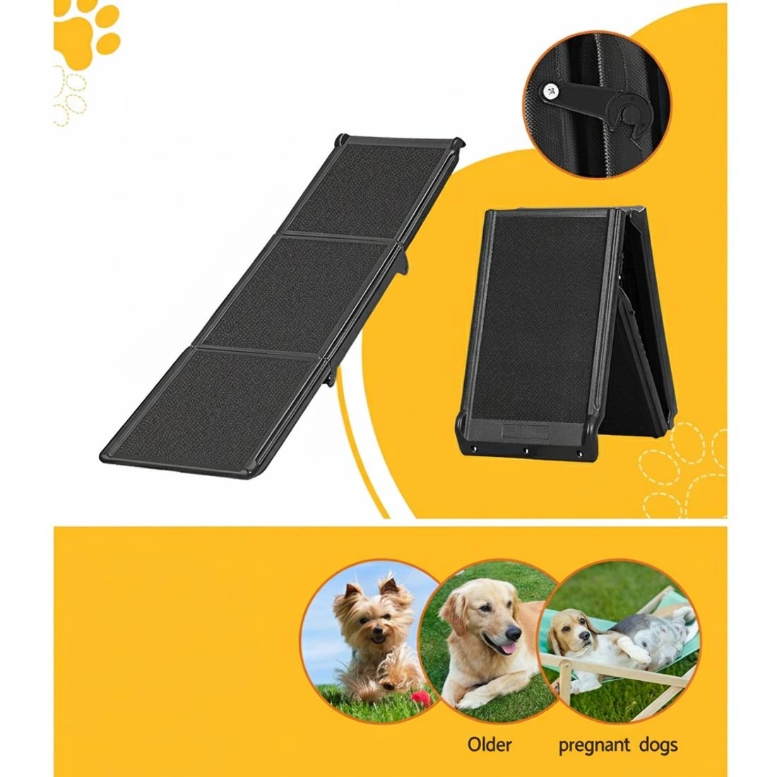 3 i.Pet Dog Ramp Pet Stairs Steps Car Travel SUV Ladder Foldable Portable Adjustable - Black, 3 of 6