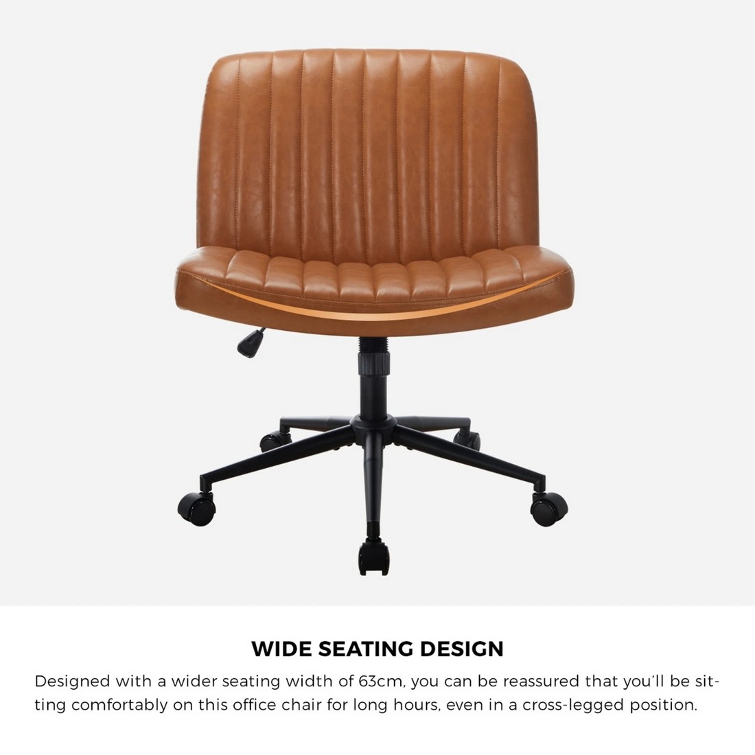 5 Oikiture Armless Office Desk Chair Faux Leather
 - Brown, 5 of 10