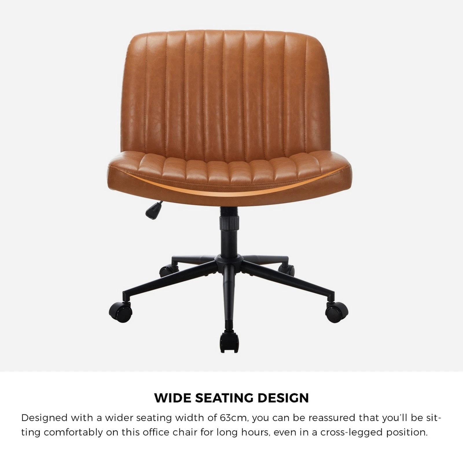 5 Oikiture Armless Office Desk Chair Faux Leather
 - Brown, 5 of 10