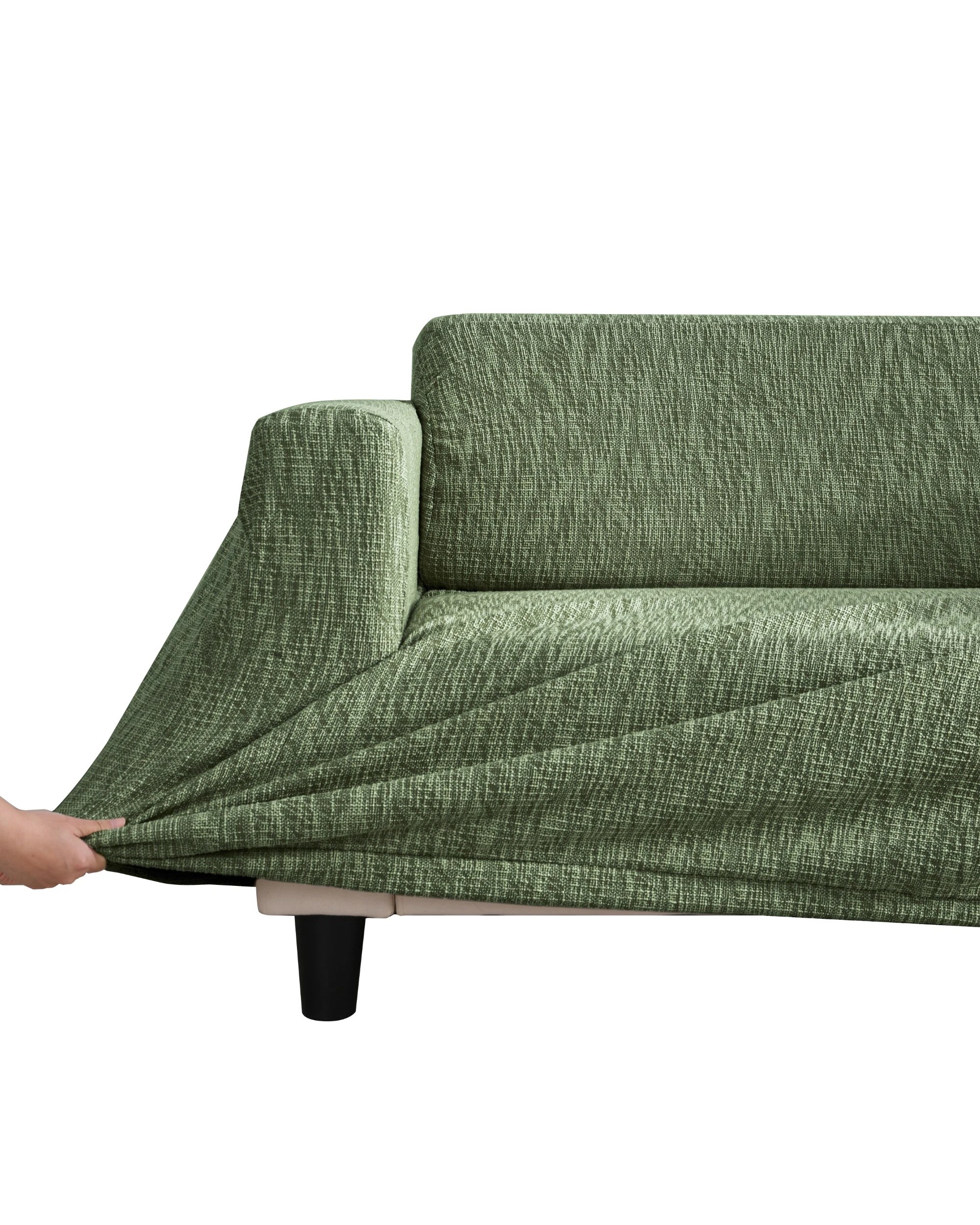 4 Sherwood Faux Linen Stretch Fit Couch Sofa Cover 2 Seater - Eden Green, 4 of 7