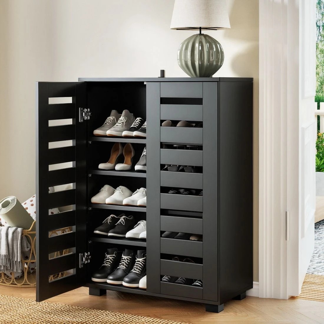 3 Artiss Shoe Rack Storage Cabinet 20 Pairs 5-tier - Black, 3 of 8