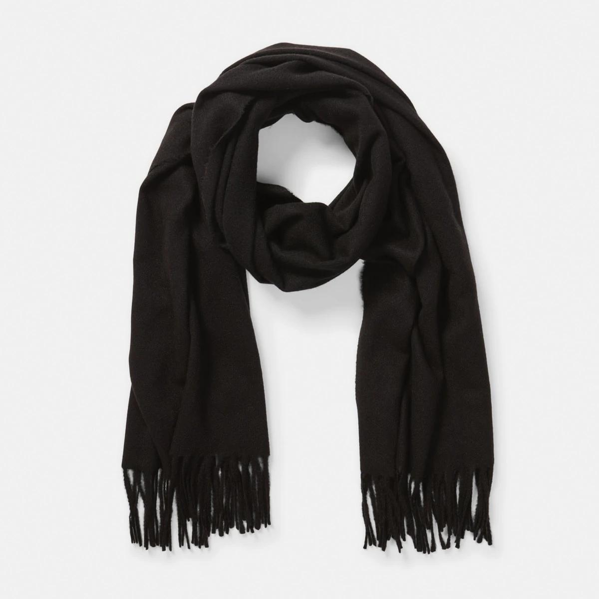 1 Brushed Wrap Scarf Black, 1 of 3