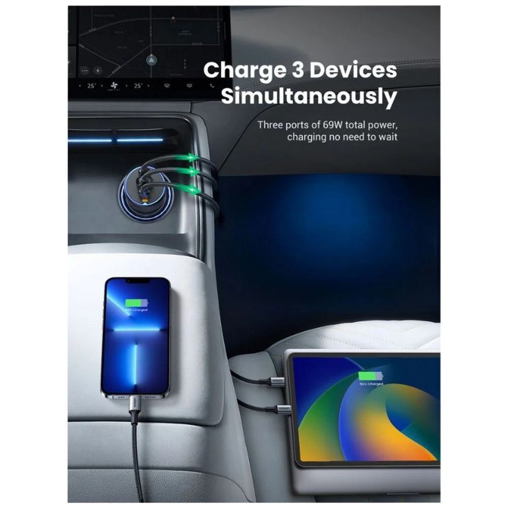 5 UGREEN 75W 3-Port Car Charger Black, 5 of 6