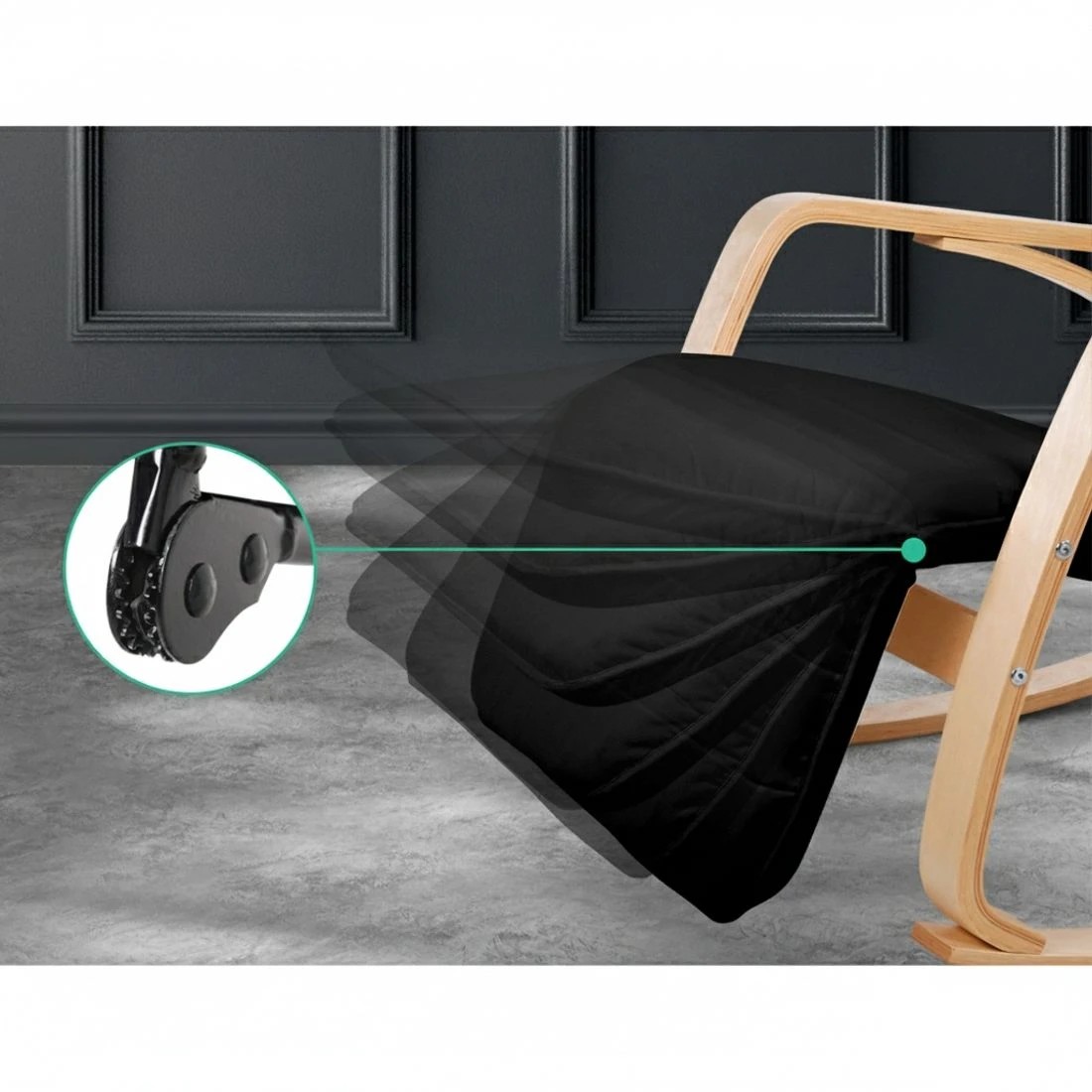 5 Artiss Rocking Armchair Footrest Nursing  Afton - Black, 5 of 8