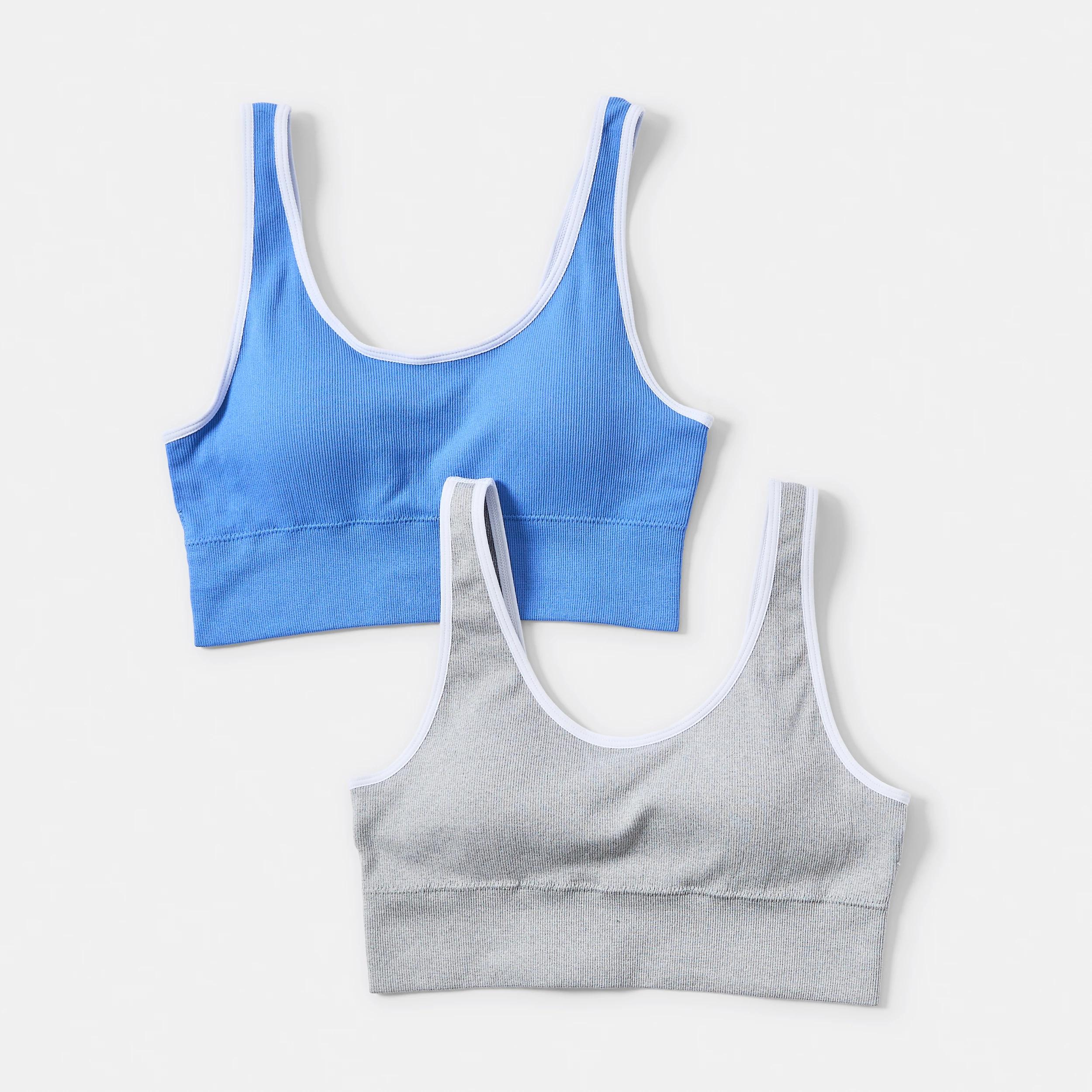 1 2 Pack Wirefree Seamfree Trim Crop Top BLUE MARINE, GREY MARLE, 1 of 10