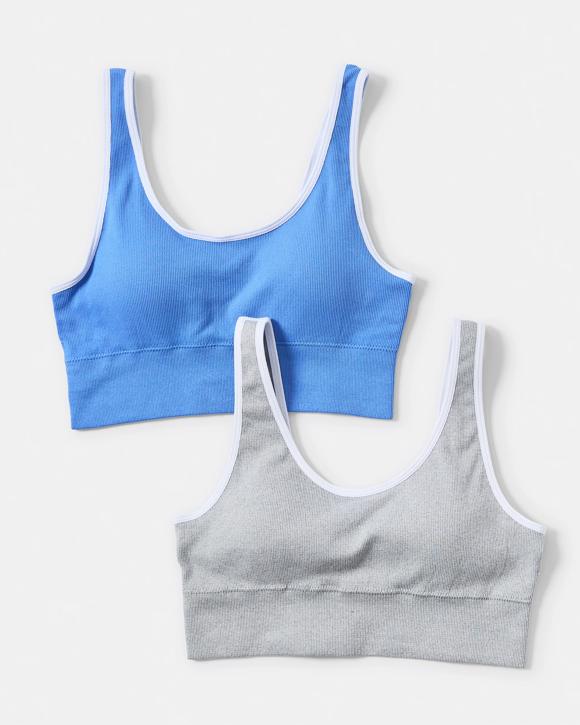 2 Pack Wirefree Seamfree Trim Crop Top