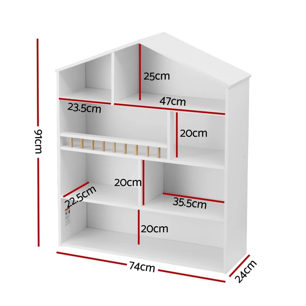 2 Keezi 4 Tiers Kids Bookshelf en Bookcase Display Storage Organiser Cabinet - White, 2 of 7