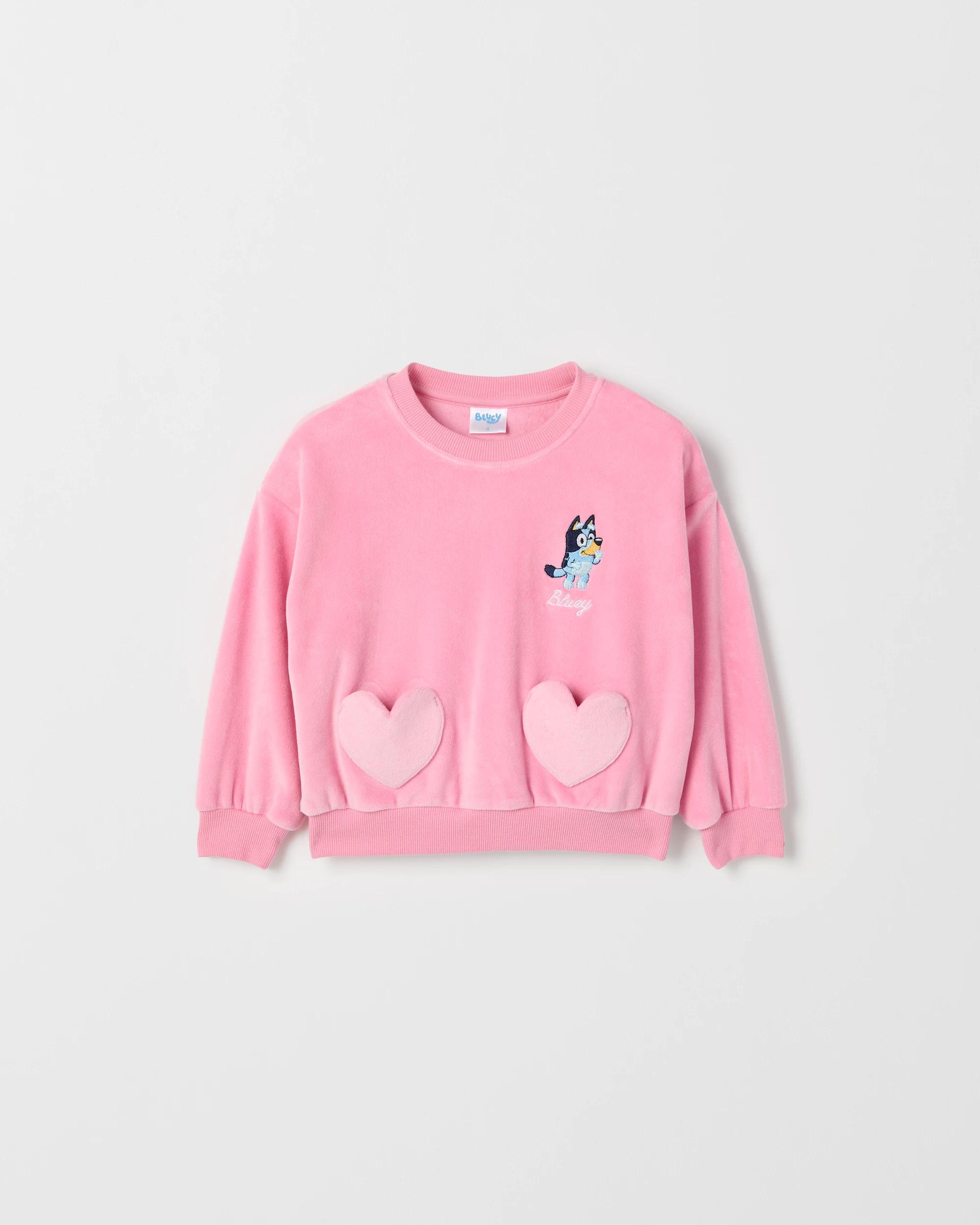 1 Bluey Velour Long Sleeve Jumper PINK, 1 of 1