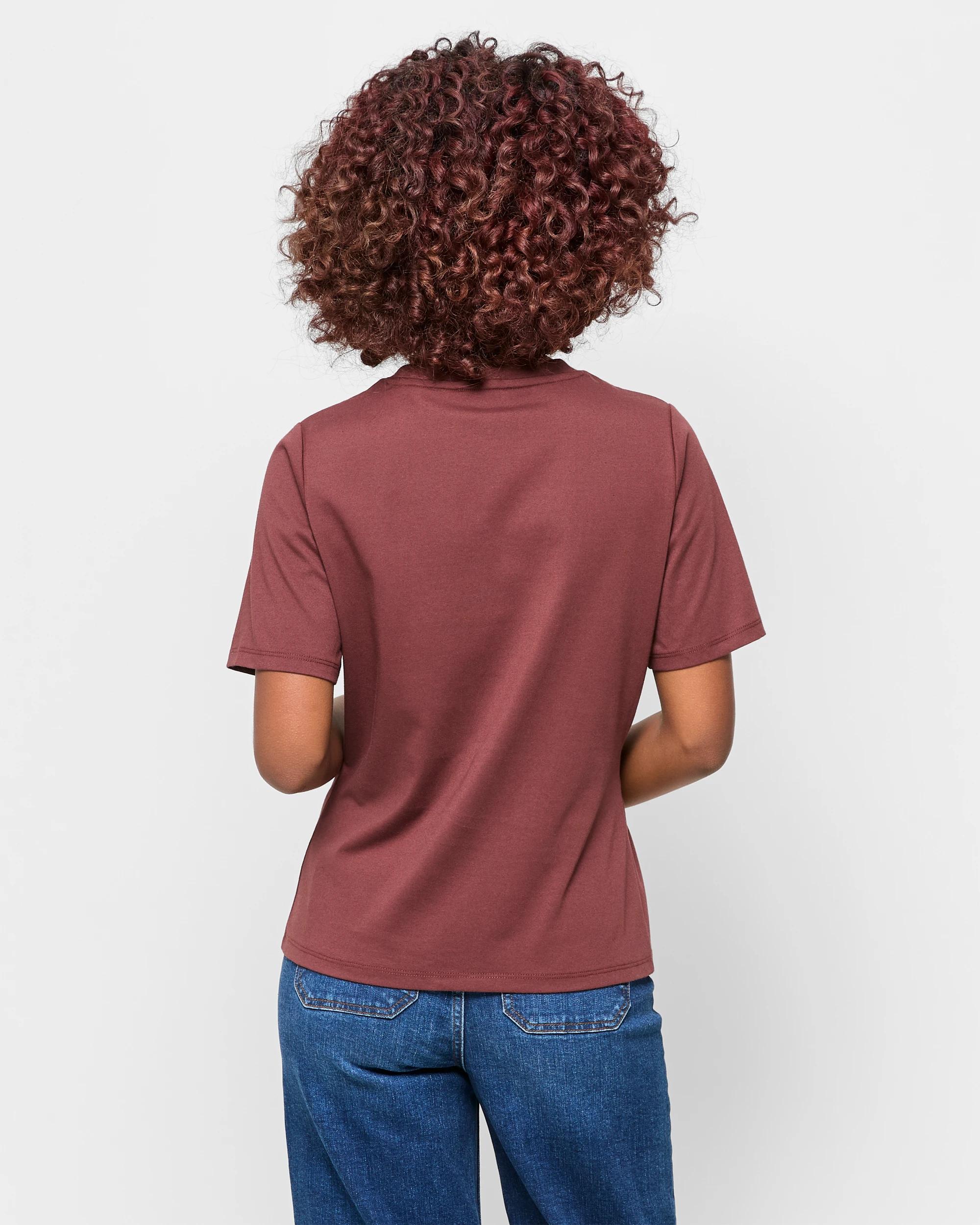 4 Target Petites Australian Cotton Blend Asymmetrical Drape T-shirt REDWOOD, 4 of 5