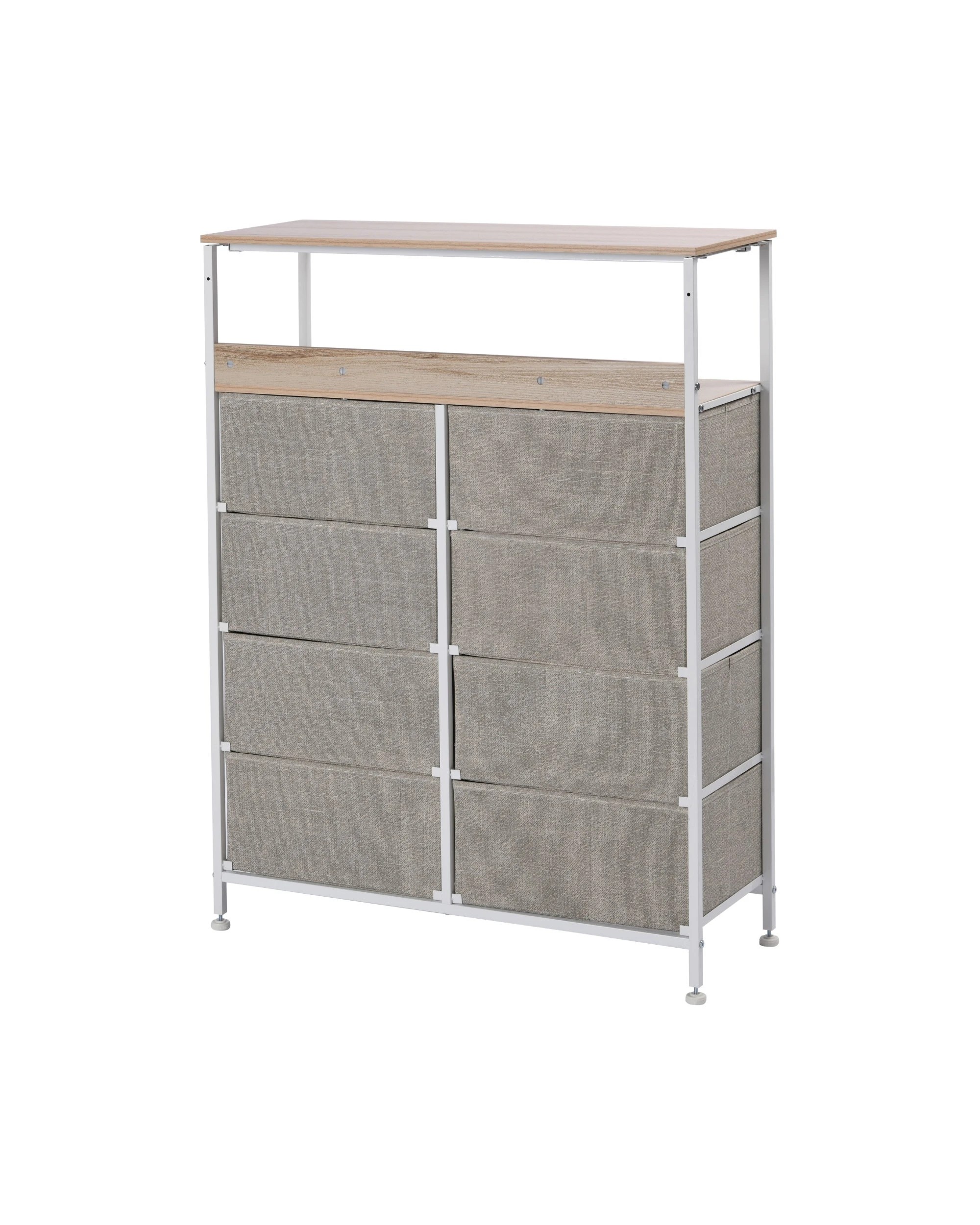 4 Sherwood Luna 8 Drawer Fabric Home Storage Dresser With Shelf - Cream, 4 of 7