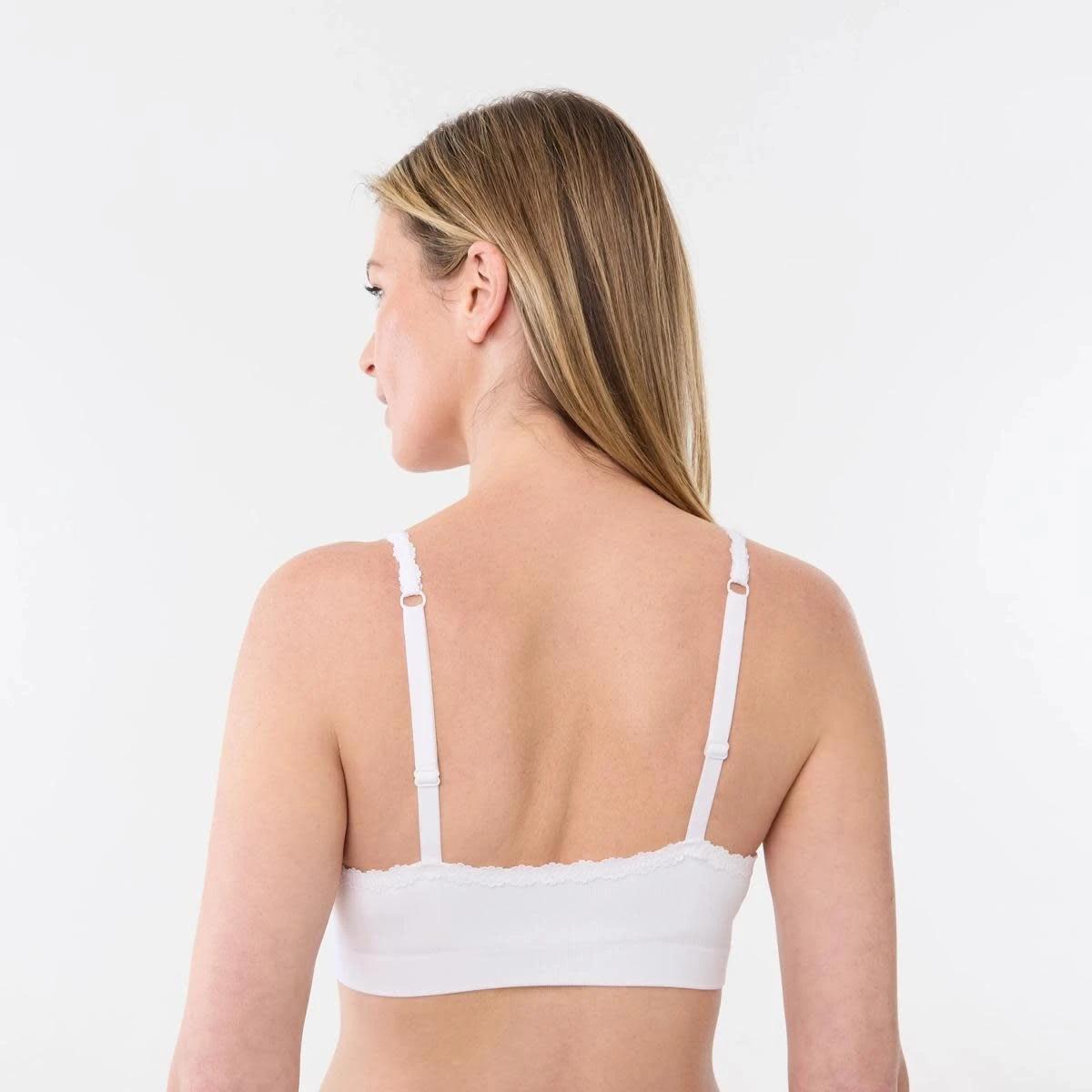3 Wirefree Seamfree Lace Trim Push Up Bra WHITE, 3 of 5