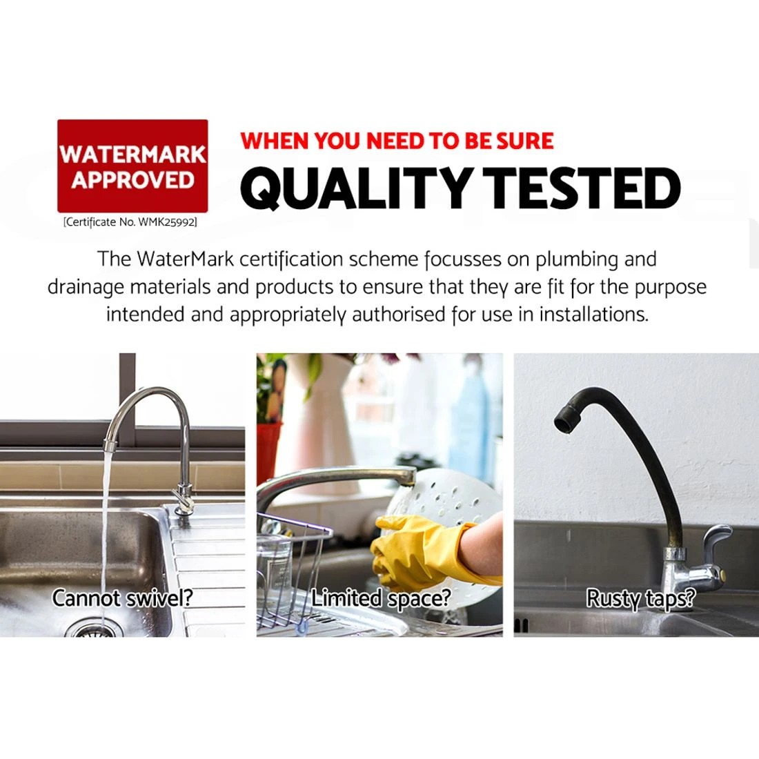 2 Cefito Kitchen Mixer Tap Mixer Round Sink Faucet Basin Laundry Chrome - Silver, 2 of 4