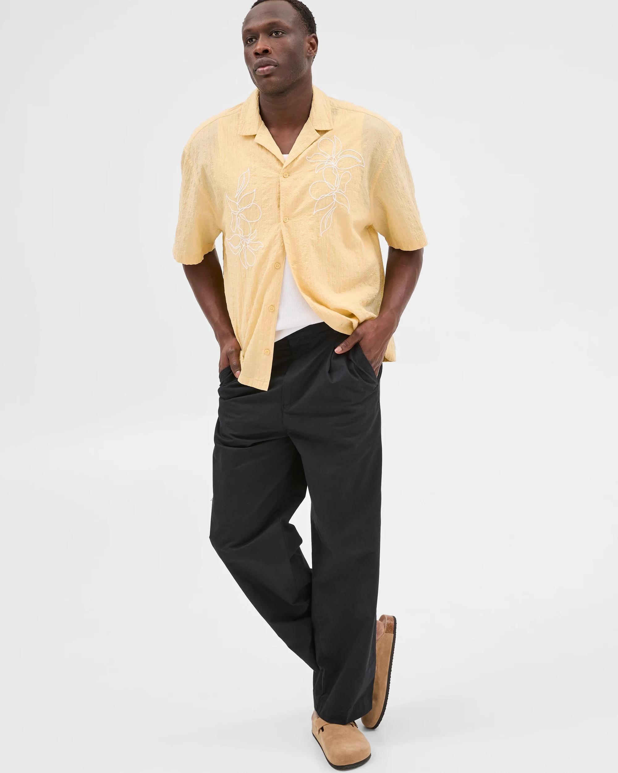 2 Australian Cotton Rich Short Sleeve Shirt - Commons FLORAL SOYABEAN, 2 of 6