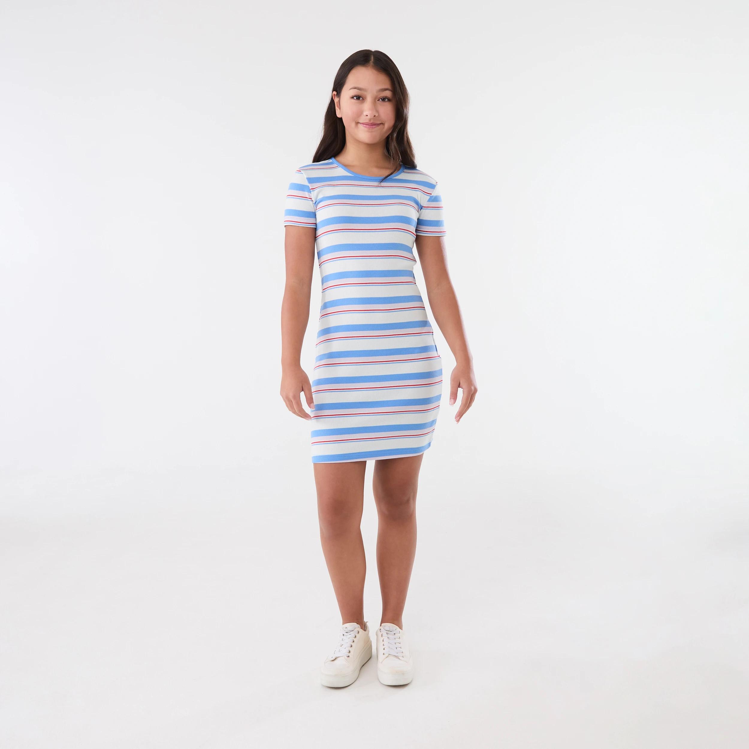 1 Short Sleeve Rib Dress CAPRI STRIPE, 1 of 4