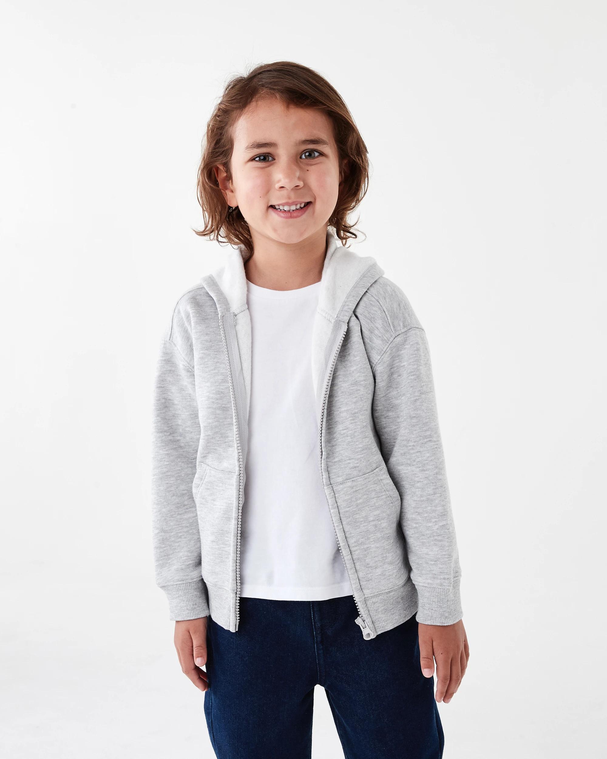 1 Plain Zip Through Hoodie Kgry Marle, 1 of 8