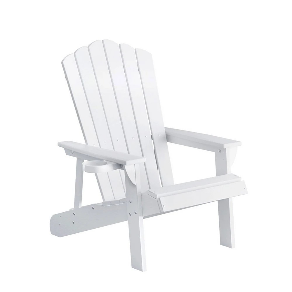1 Gardeon Outdoor Chairs HDPE Adirondack Beach Chair Sun Lounge Patio Furniture - White, 1 of 6