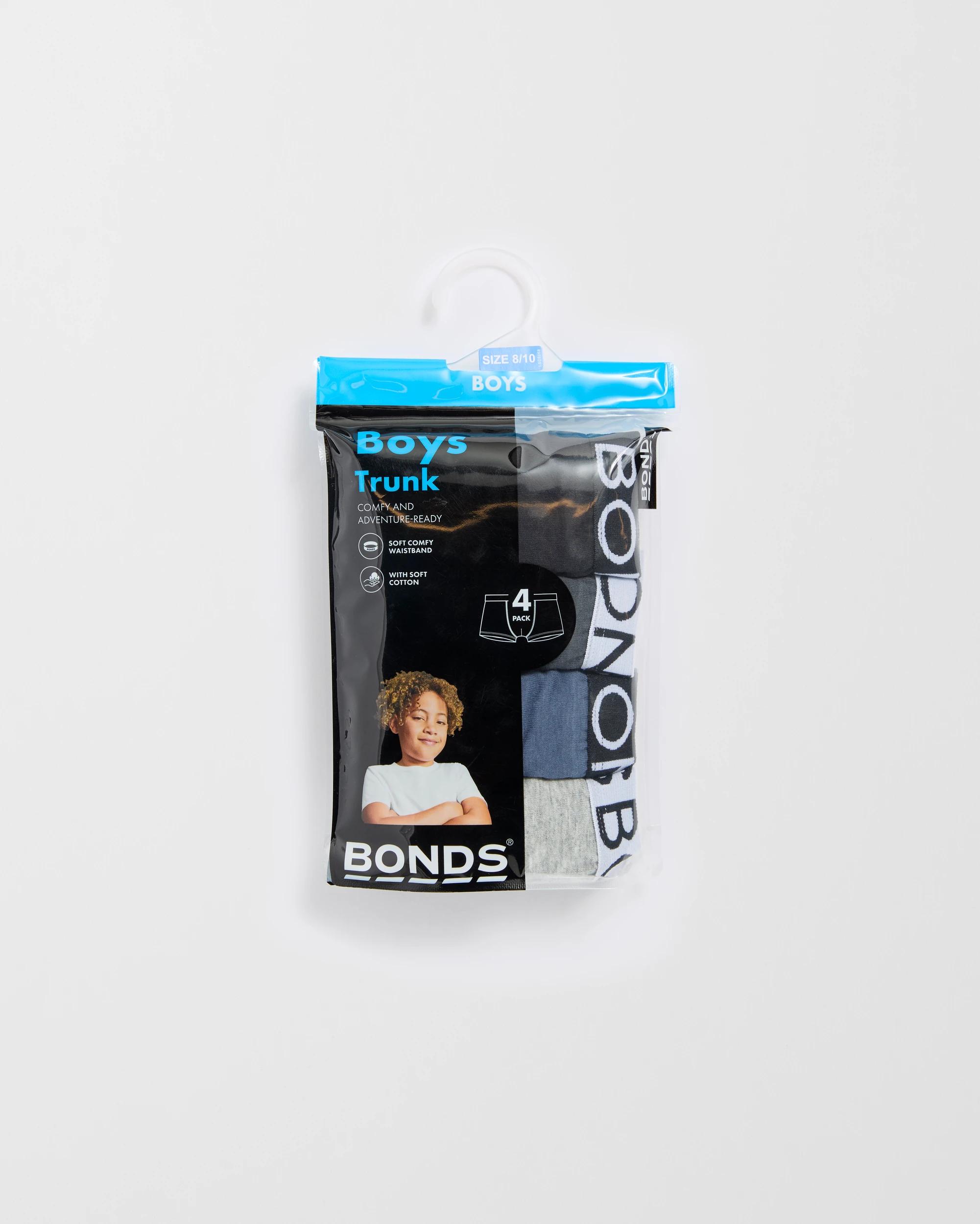 2 Bonds Older Boys Trunks 4 Pack UWCD4A_KGY BLACK GREY SCALE, 2 of 2