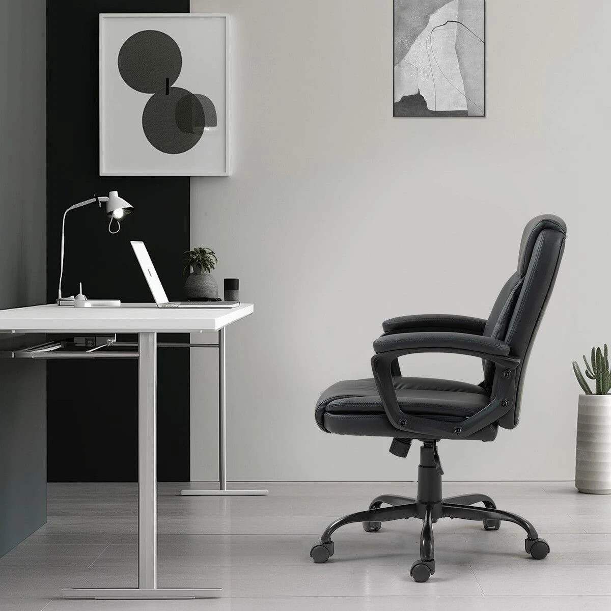 2 NEADER Ergonomic Office Chair Computer Study PU Black, 2 of 9