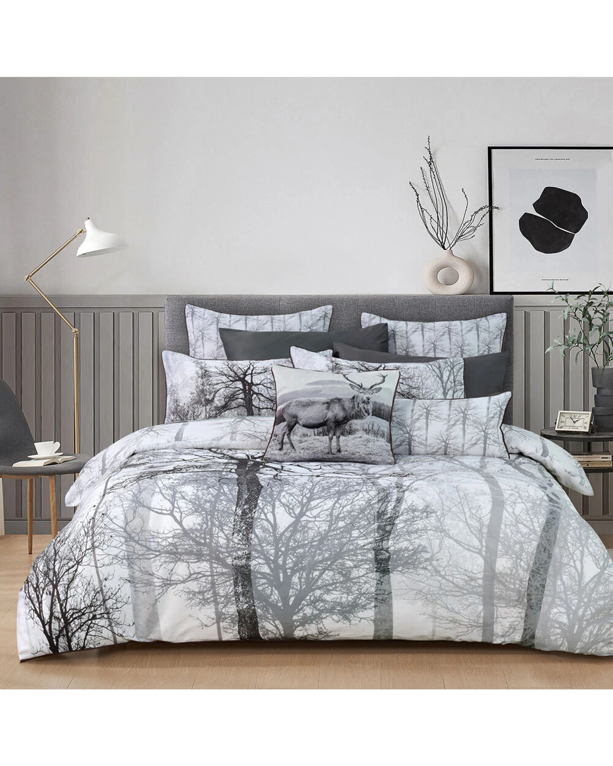 1 Bianca Myrtleford Queen Cotton Sateen Quilt Cover & Pillowcase Set - Grey, 1 of 4