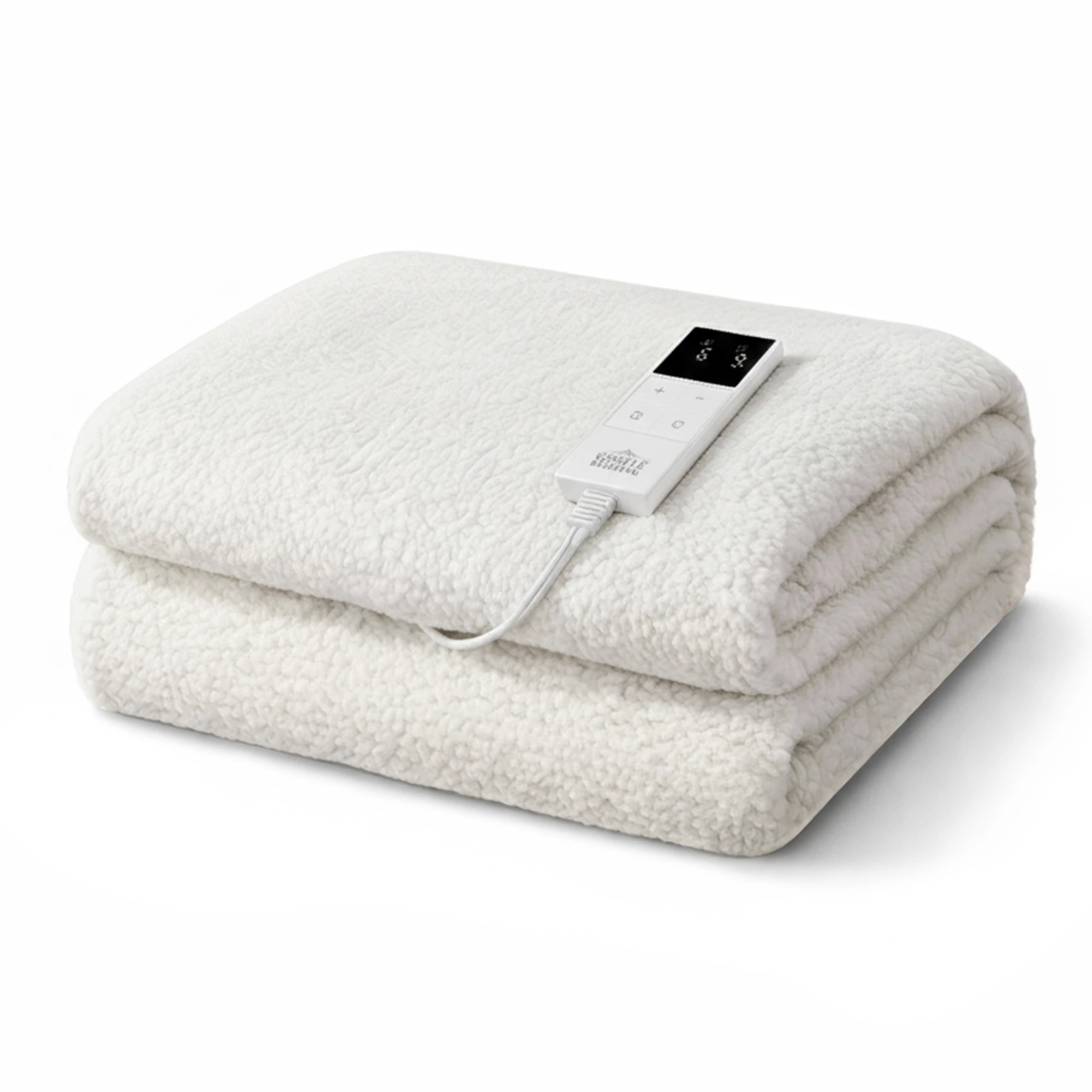 1 Giselle Electric Blanket LED Remote Sherpa Fleece Underlay Fully Fitted Machine Washable - White, 1 of 1