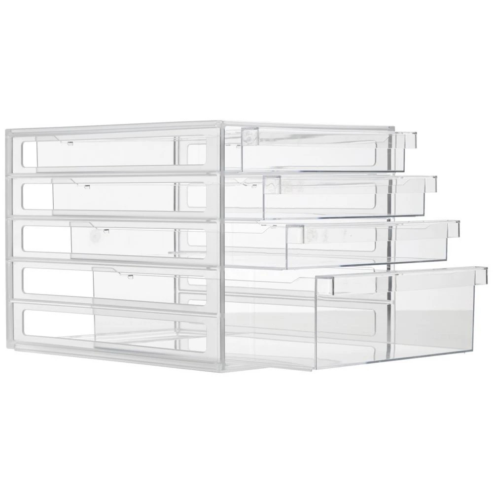 2 J.Burrows Desktop File Organiser 4 Drawer Clear, 2 of 4