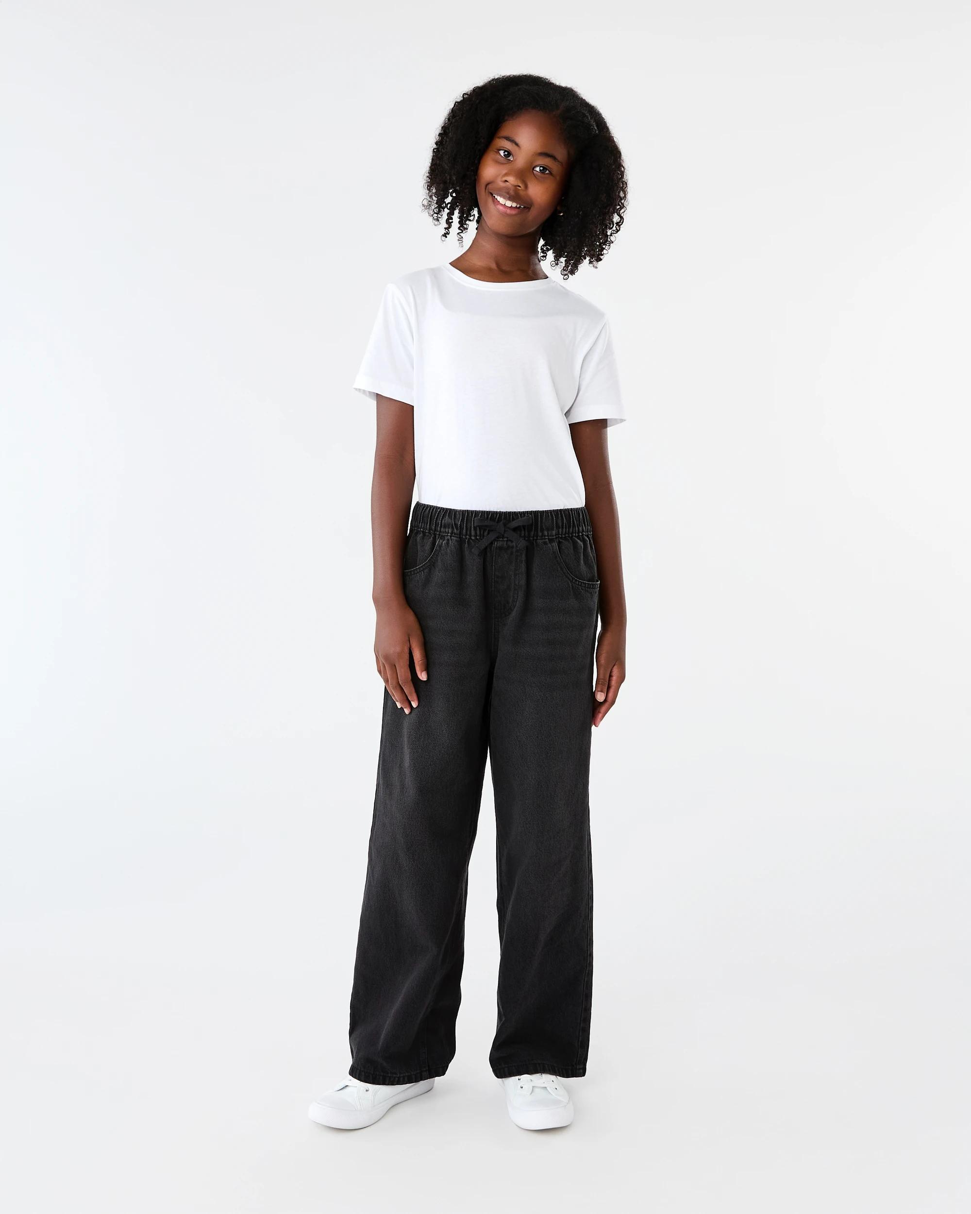 6 Wide Leg Elastic Jeans Blk Denim, 6 of 7