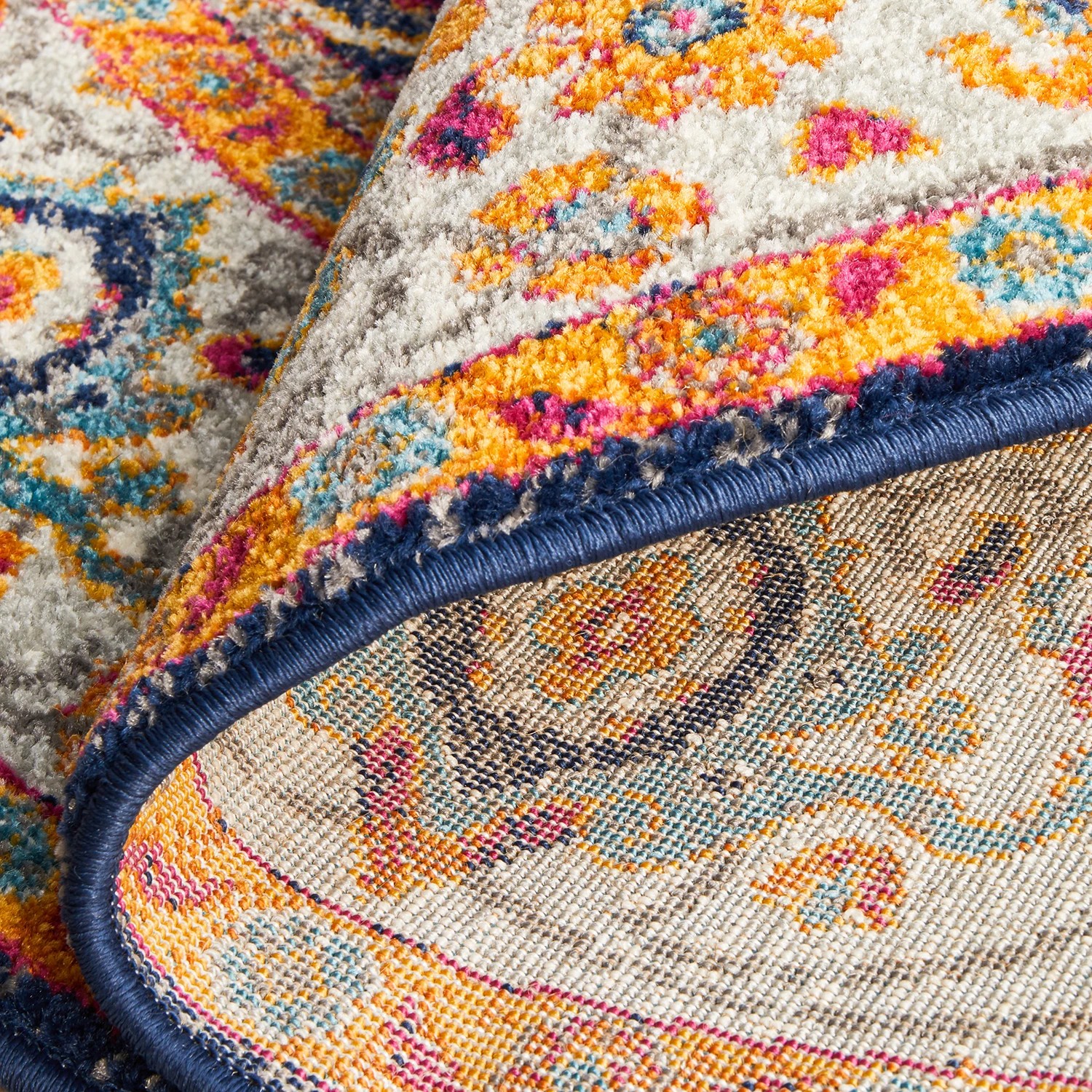 9 Common Ground Rugs Encore 262 240x240cm Round - Large Pet Friendly Rug - Navy - Multi, 9 of 9