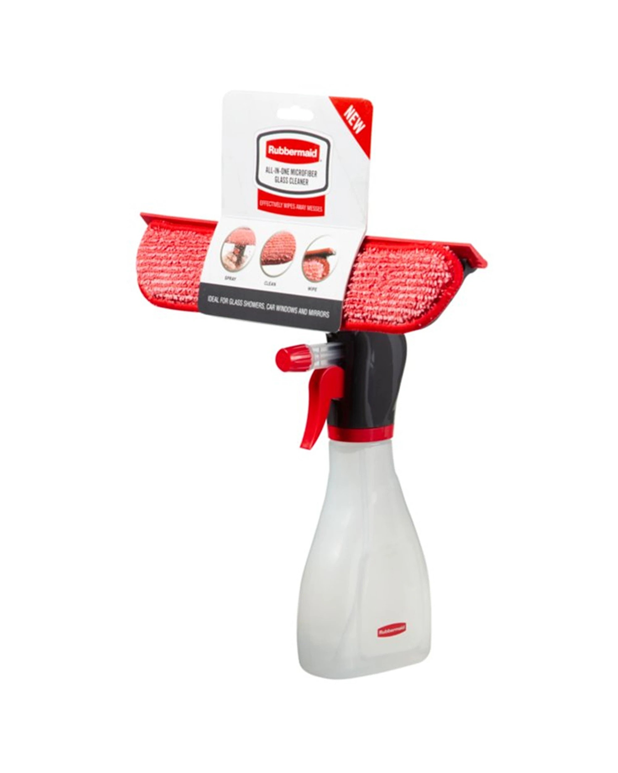 3 Rubbermaid All-In-One Microfibre Glass Cleaner Spray Bottle With Squeegee - Assorted, 3 of 4