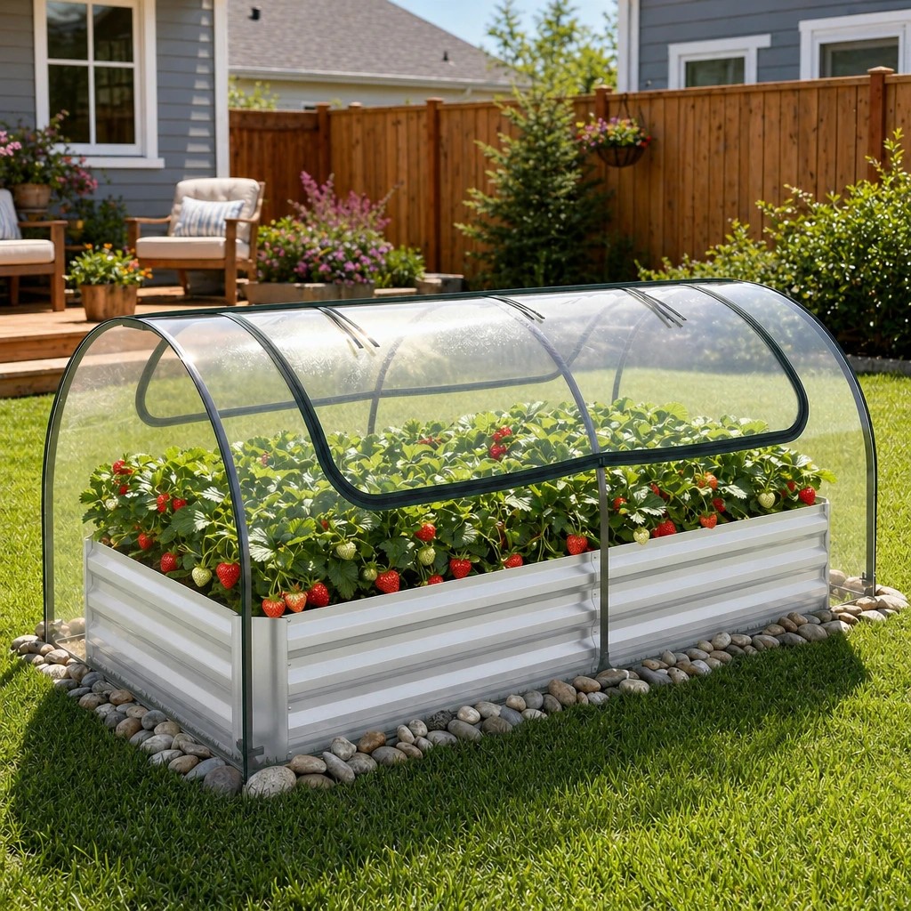 3 Costway 205x105x81cm Galvanized Raised Garden Bed w/Cover Planter Growing Box Kit, 3 of 4