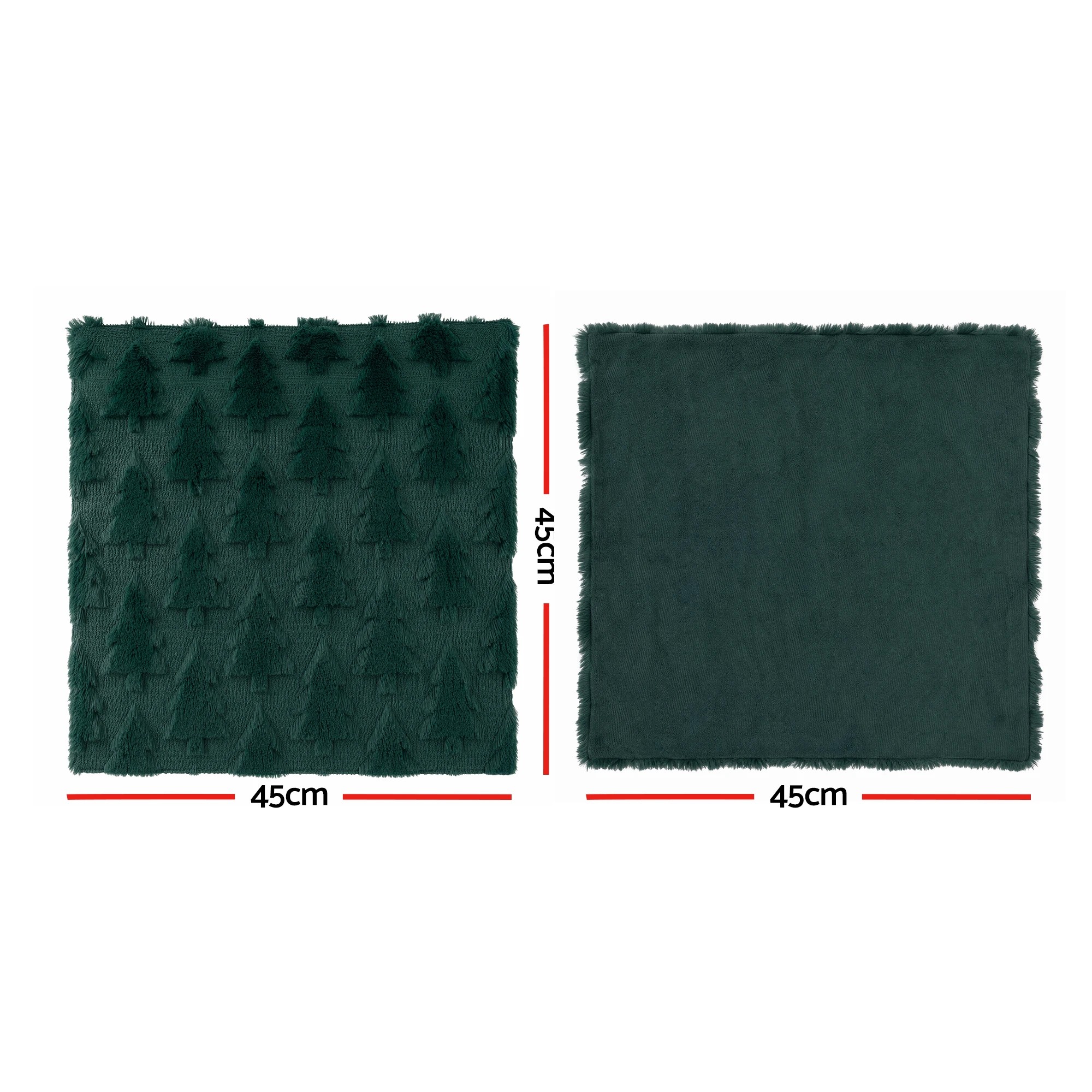 3 Jingle Jollys Christmas Tree Pillow Covers 2 Packs Cushion Covers Soft Faux Fur Jacquard 45 x 45cm Green - Green, 3 of 8