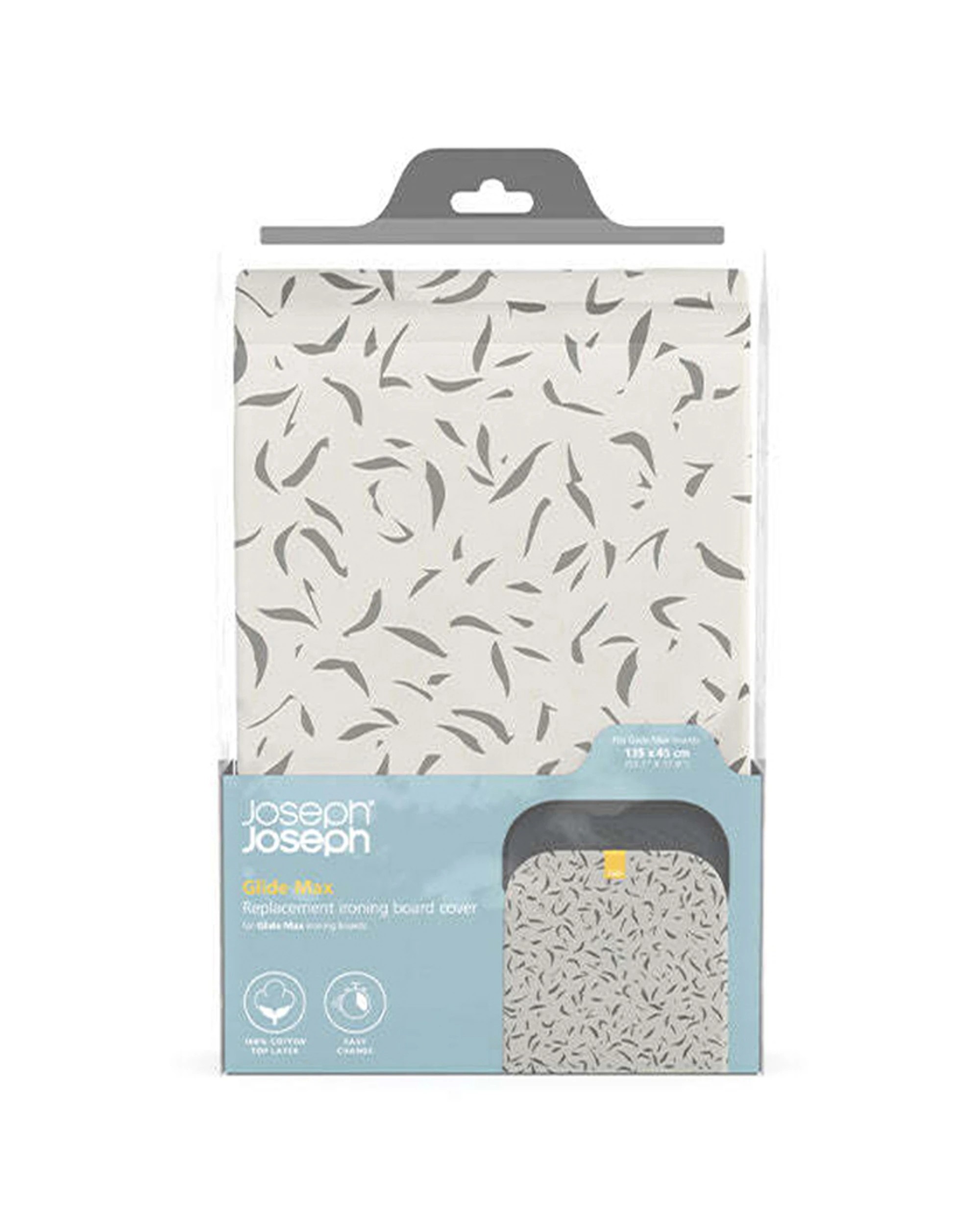 1 Joseph Joseph Glide Max Cotton Ironing Board Cover 135x45cm Soft Padded Ecru - White, 1 of 4