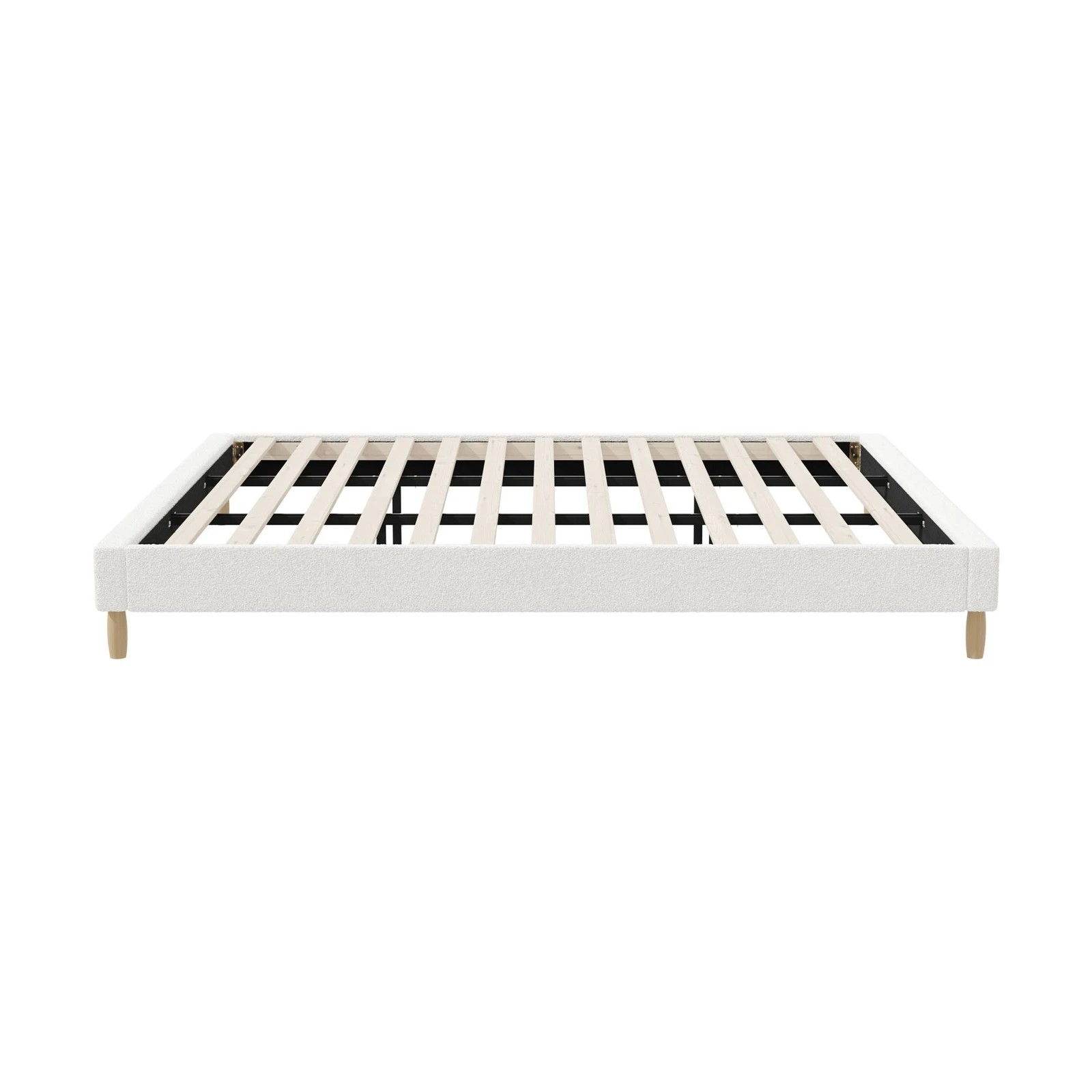 7 Oikiture King Bed Base Boucle Bed Frame
 - White, 7 of 10