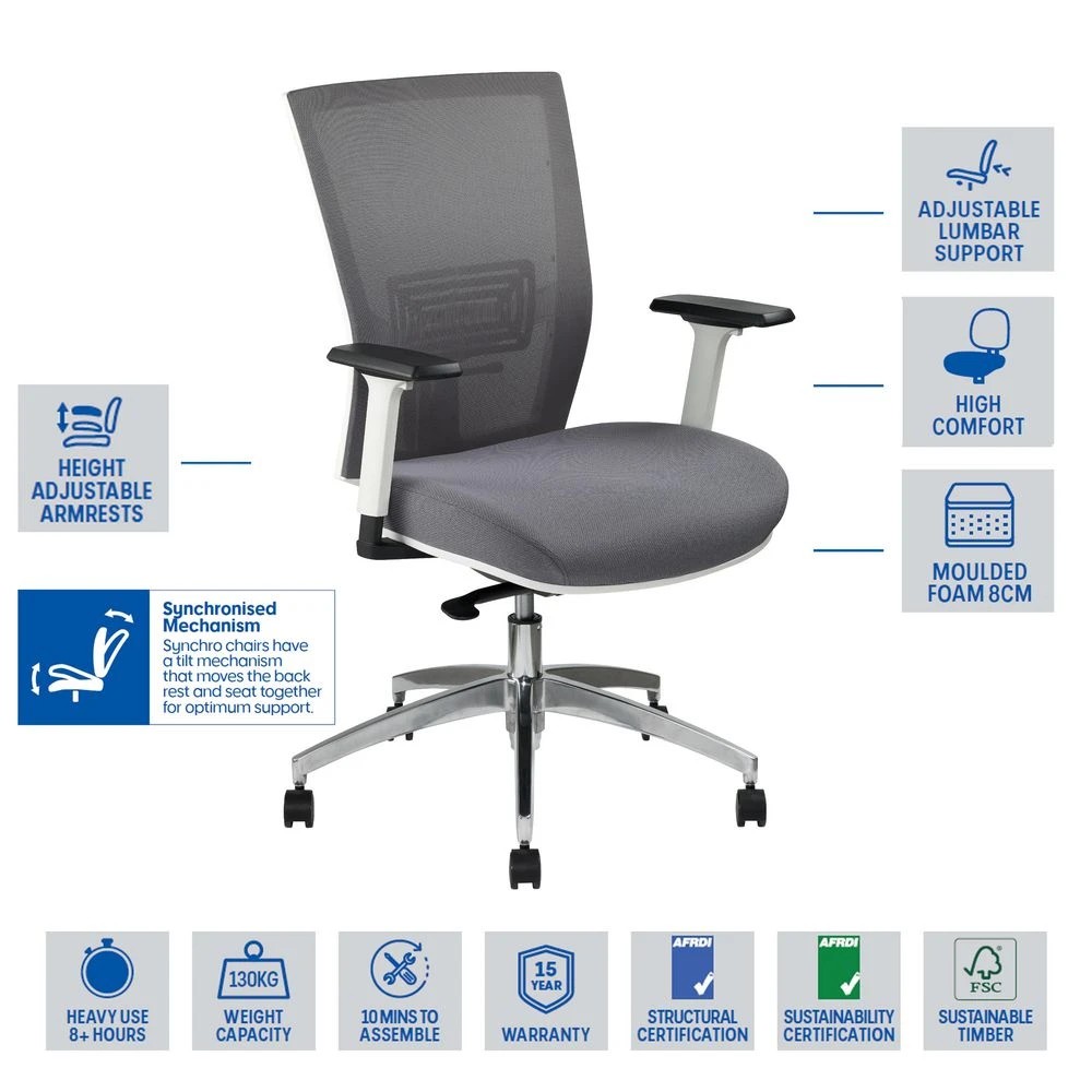 2 Pago Radar III Synchro Ergonomic Mesh Chair Ash Grey Ergonomic Chairs and Desk Chairs, 2 of 10