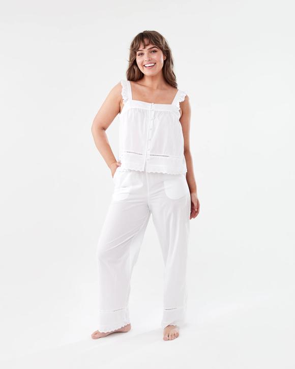 Sleeveless Broderie Top and Pant Pyjama Set