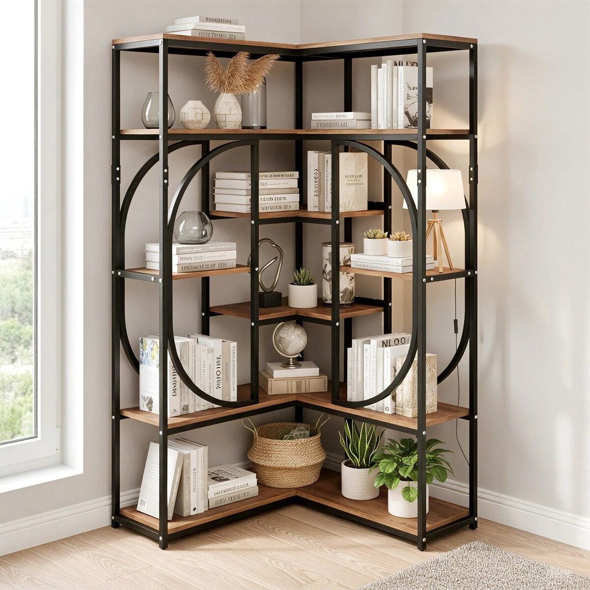3 LUXSUITE Bedroom Bookshelf Corner Open Book Shelves Display, 3 of 8
