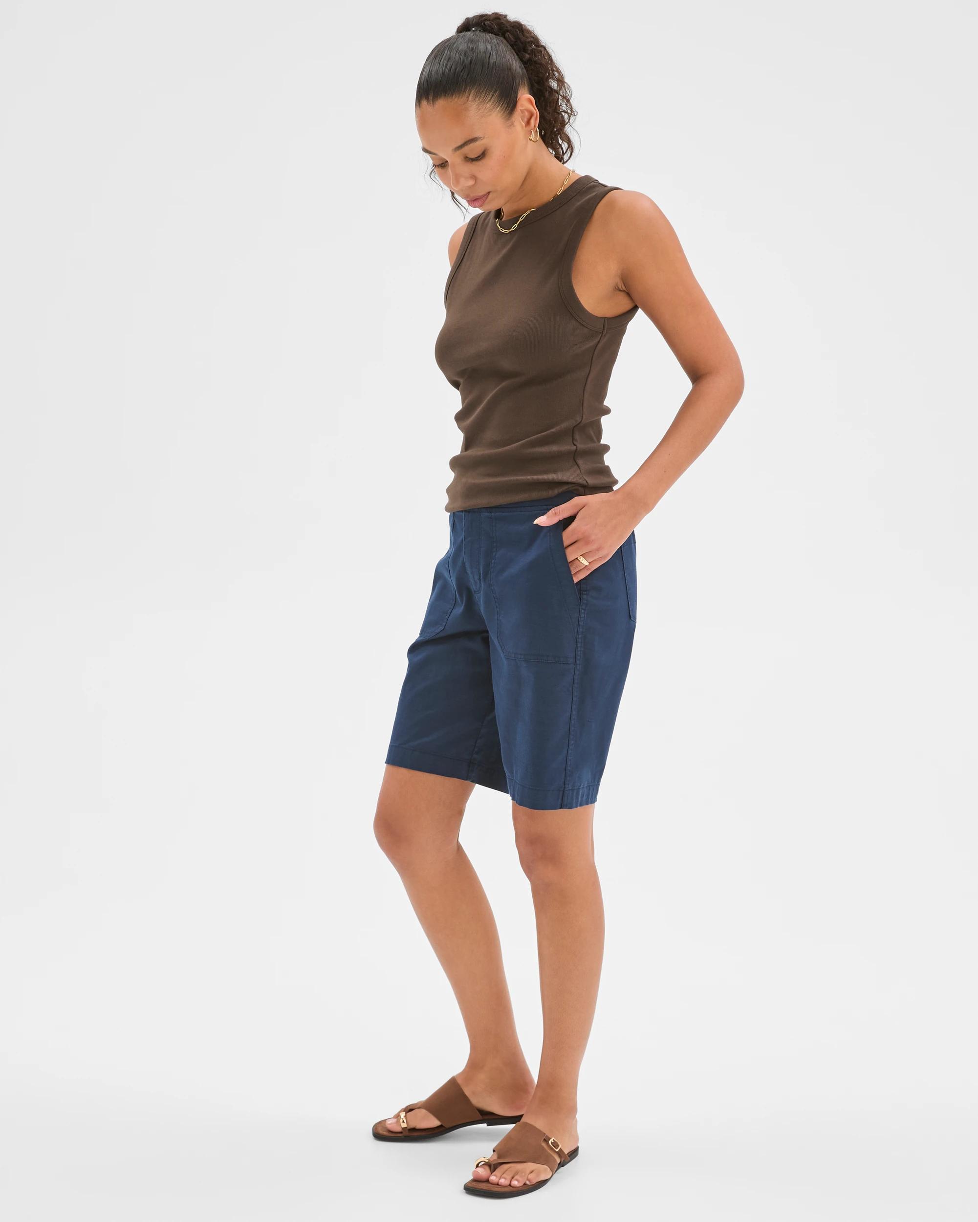 5 Target Woman Rib Waist Shorts NAVY, 5 of 6