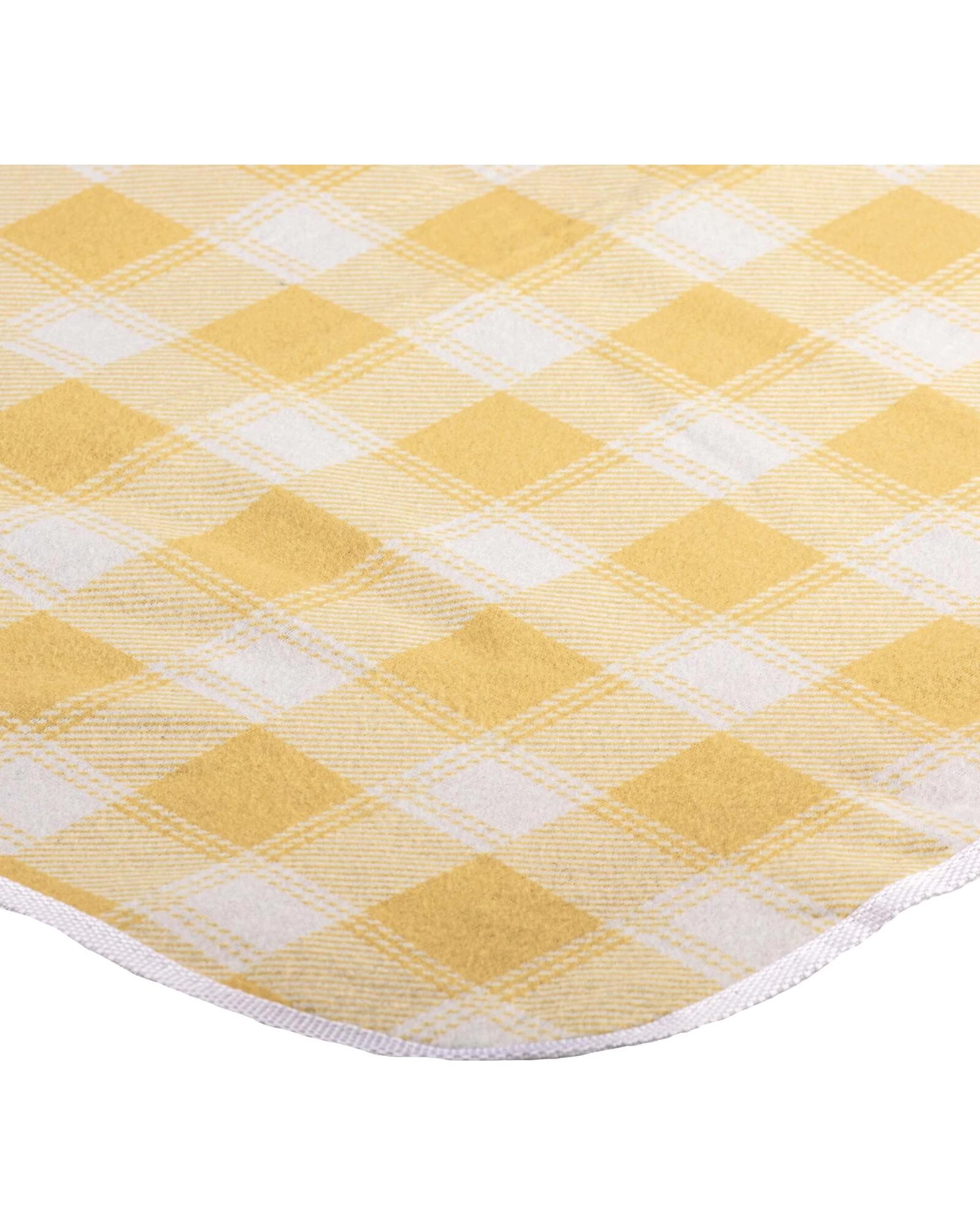 2 Porta Delilah Gingham 150cm Foldable Picnic Blanket Waterproof Design Carry - Yellow, 2 of 5