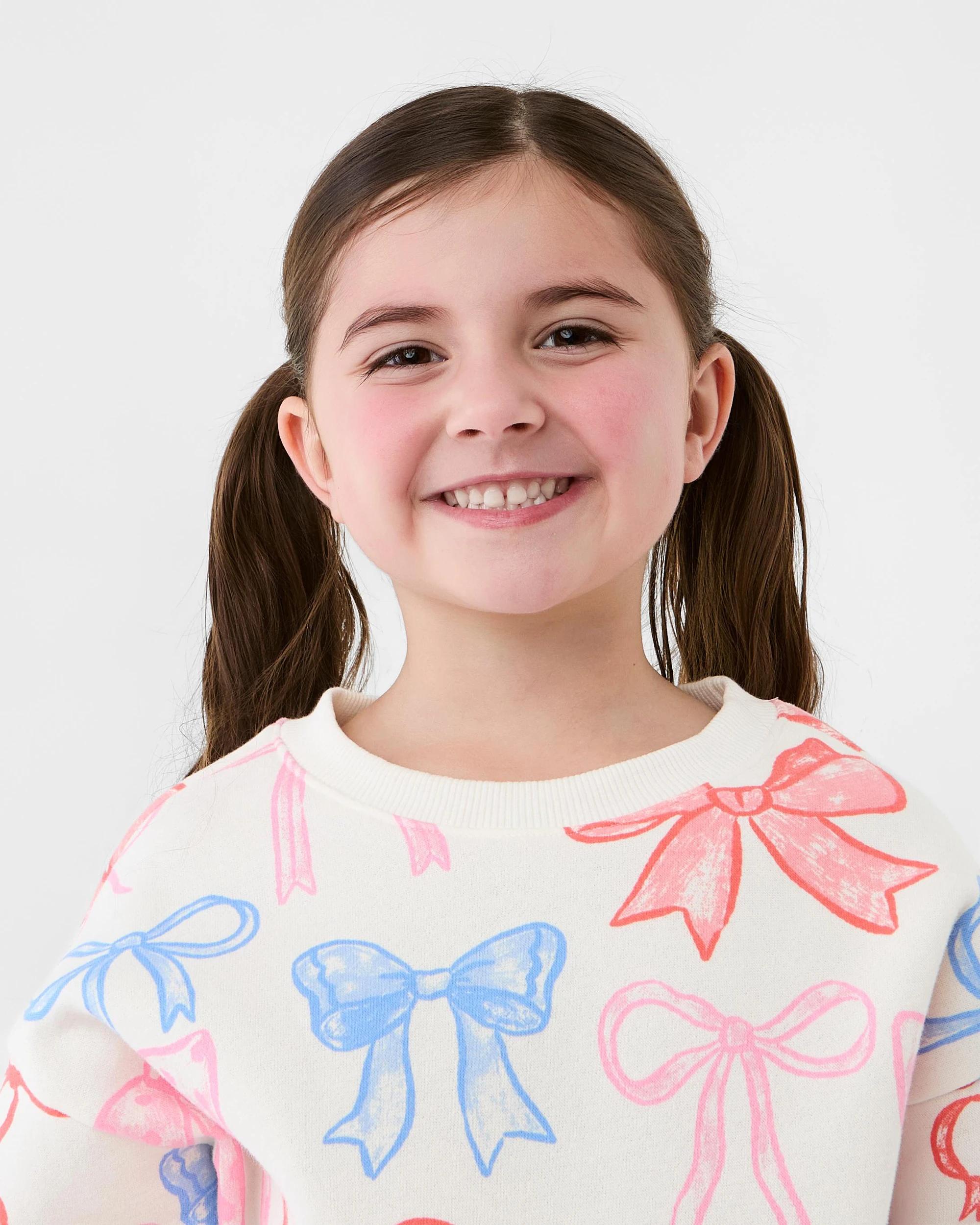 2 Crew Neck Top and Leggings Set Wht Bows, 2 of 7