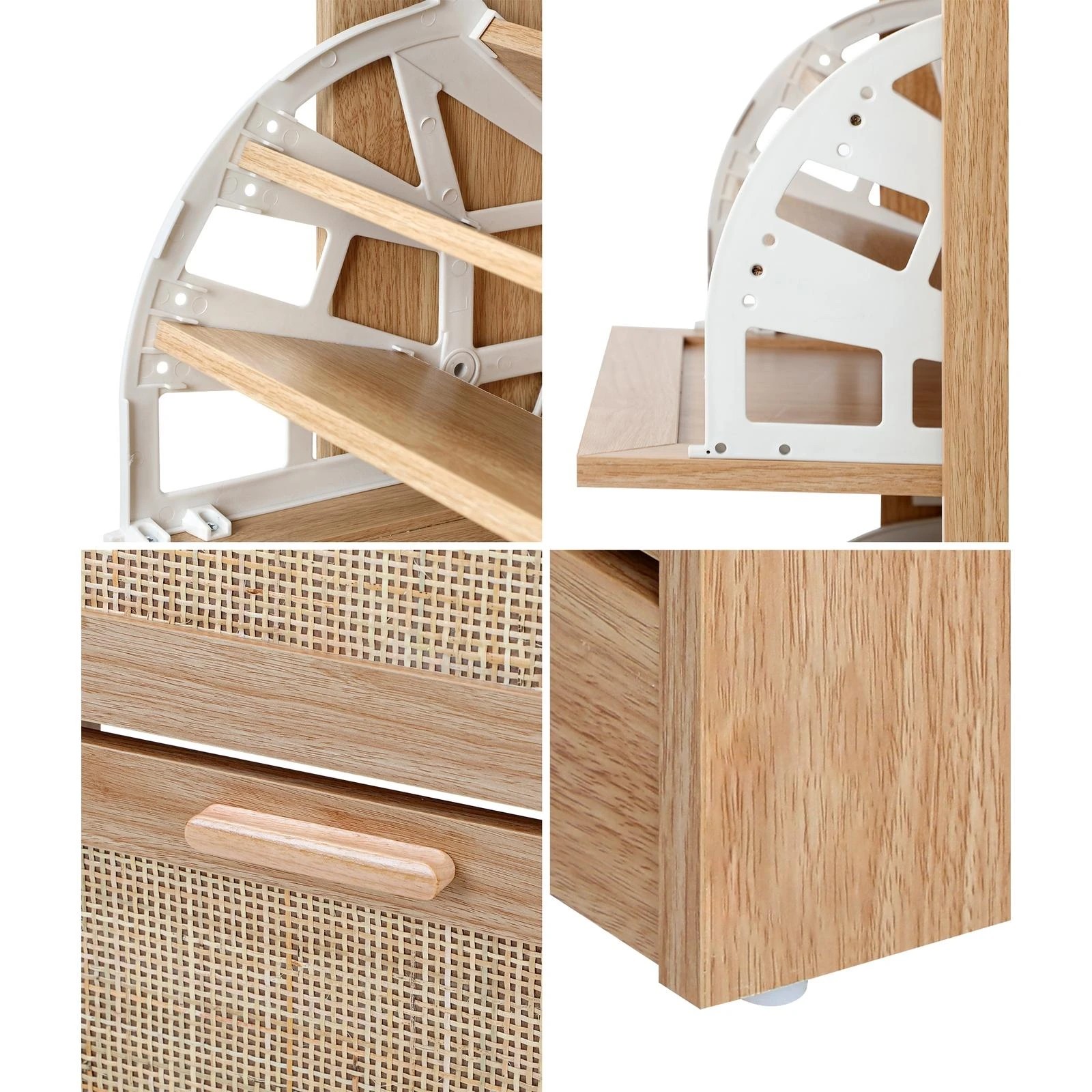 6 Oikiture Shoe Cabinet Storage 2 Doors Shoes Rack Organiser Rattan Shelf 30 Pairs
 - Natural, 6 of 9