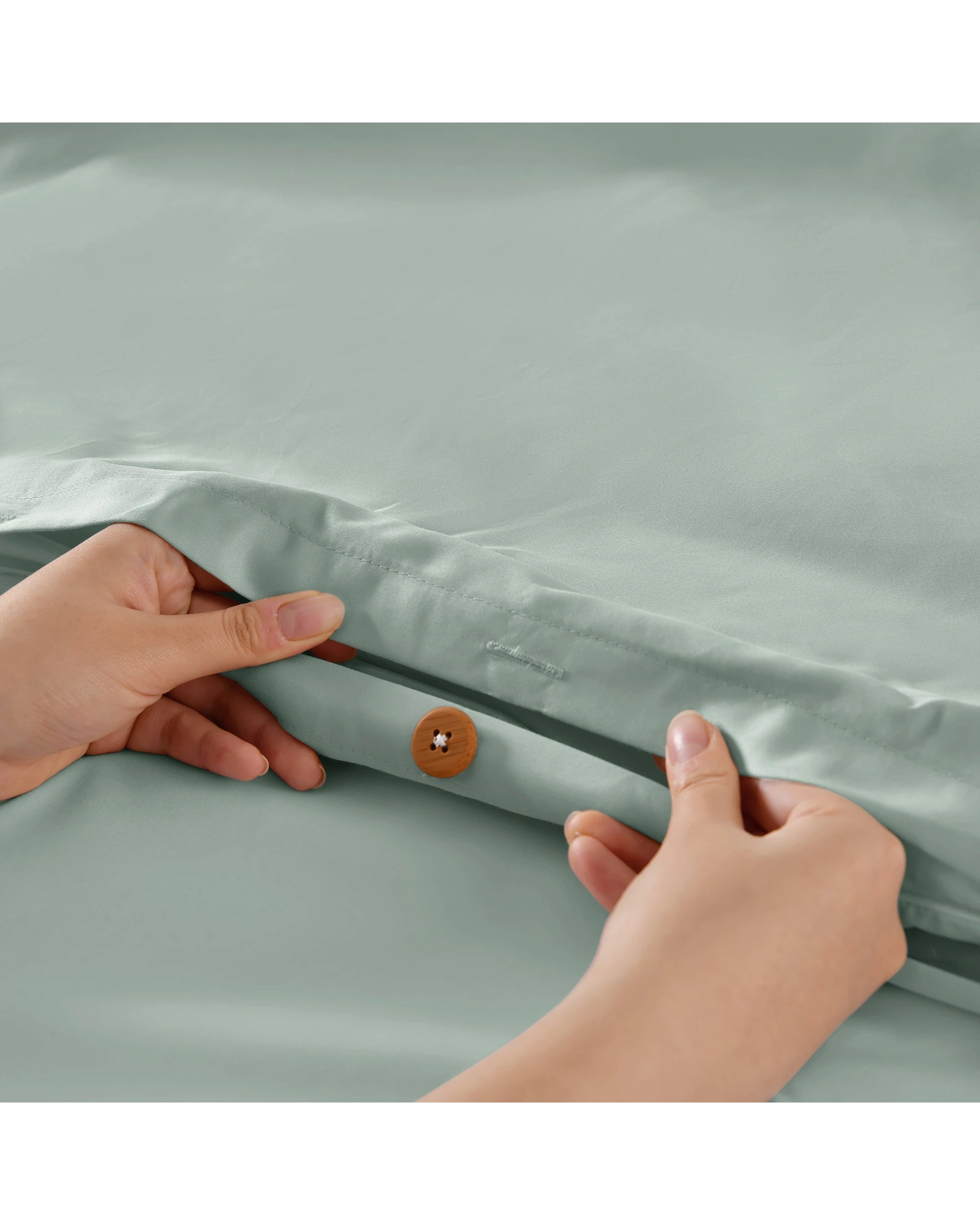 3 Dreamaker 1500TC Cotton Rich Sateen Quilt Cover Set - King Single Bed - Sage, 3 of 6
