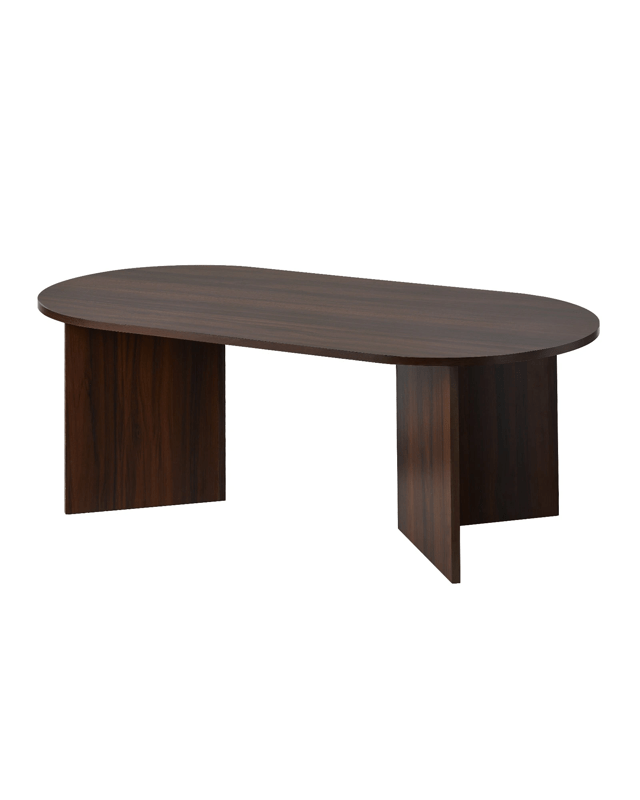 Oikiture Coffee Table Sofa End Table Oval Side Cafe Desk Timber
 - B