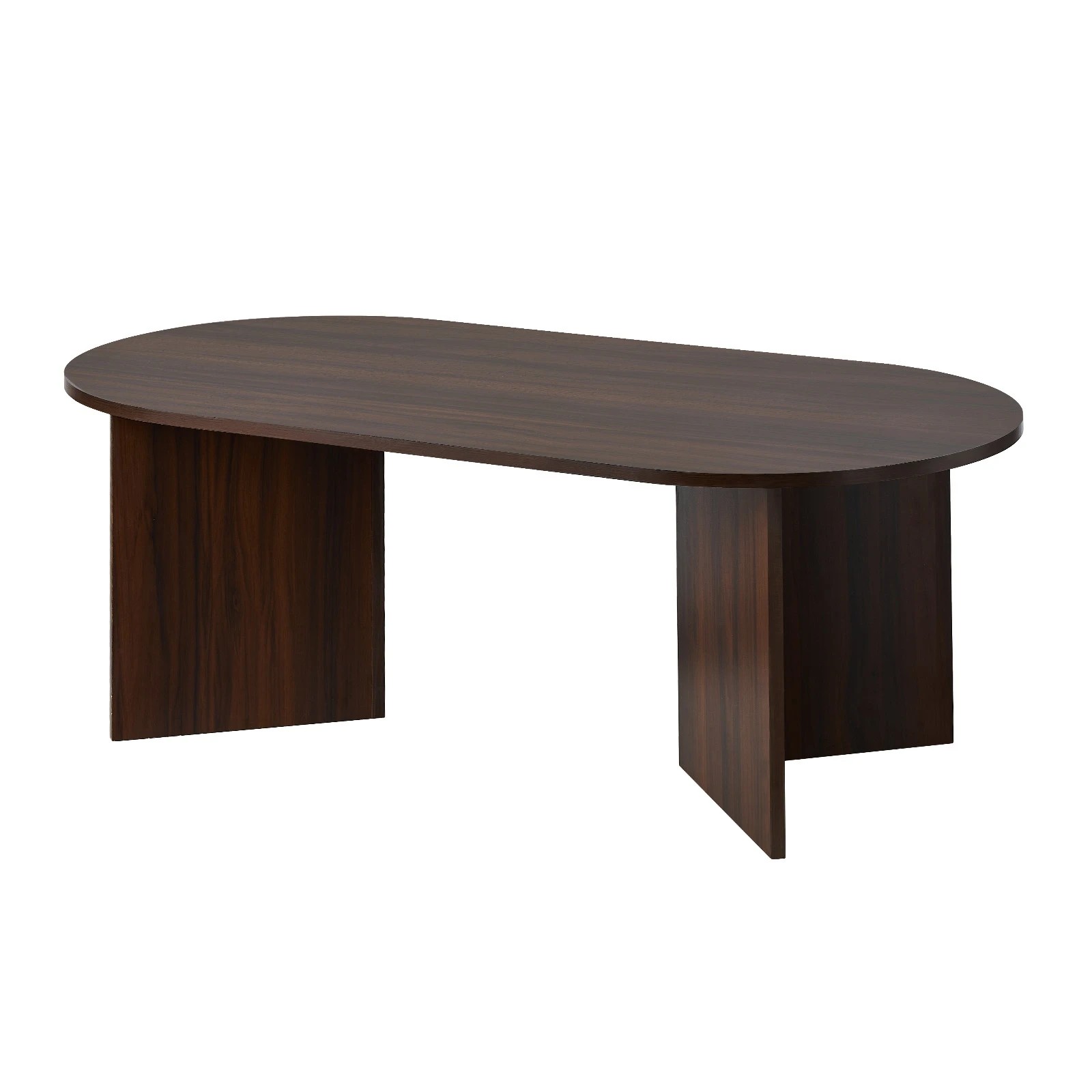 1 Oikiture Coffee Table Sofa End Table Oval Side Cafe Desk Timber
 - Brown, 1 of 10