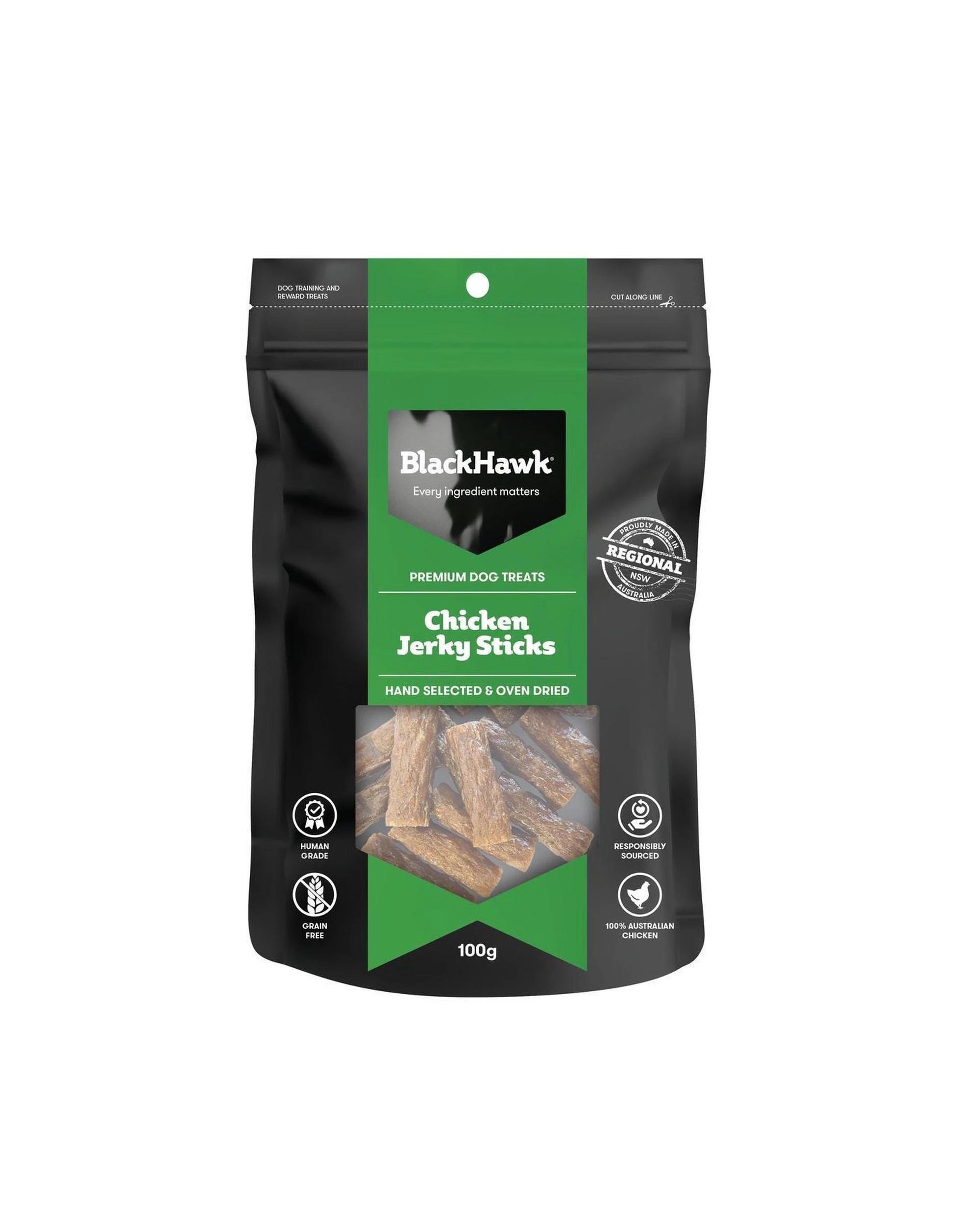 1 Black Hawk Chicken Jerky Sticks Natural Dog Treats 100g, 1 of 4