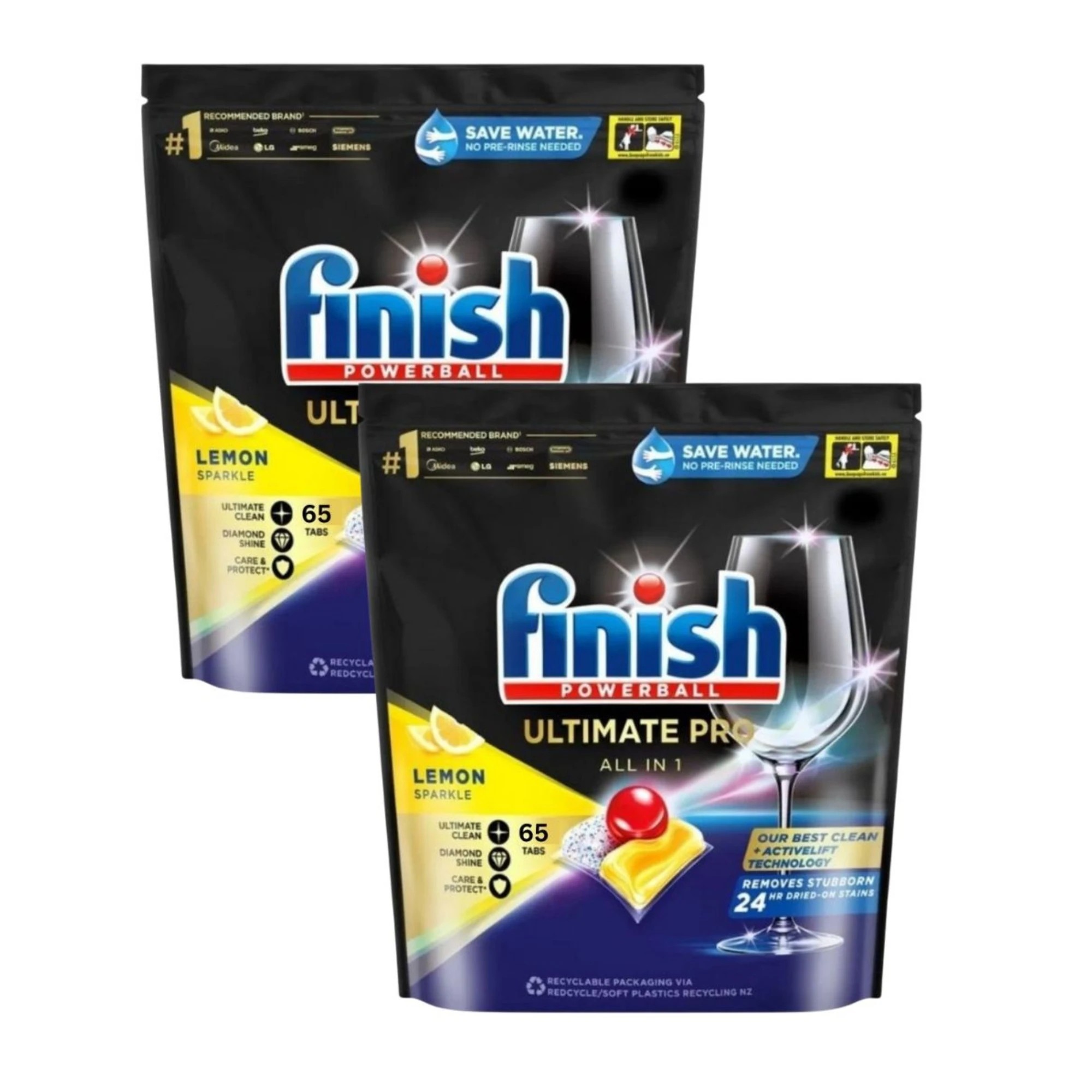 1 Finish PK65 Quantum Ultimate Pro Powerball Dishwashing Tablets Lemon Sparkle x2, 1 of 2