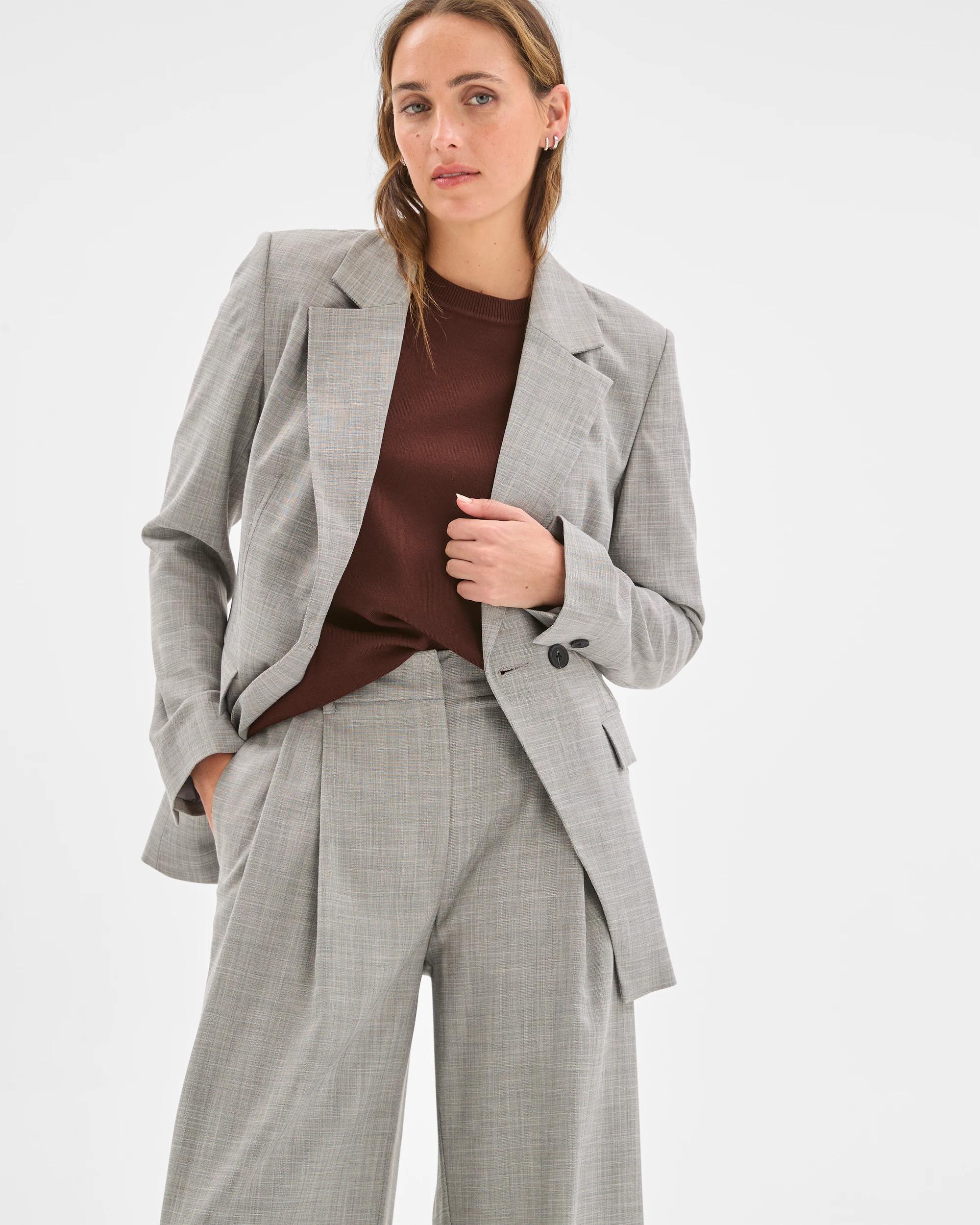 3 Preview Cinched Waist Blazer GREY MELANGE, 3 of 7