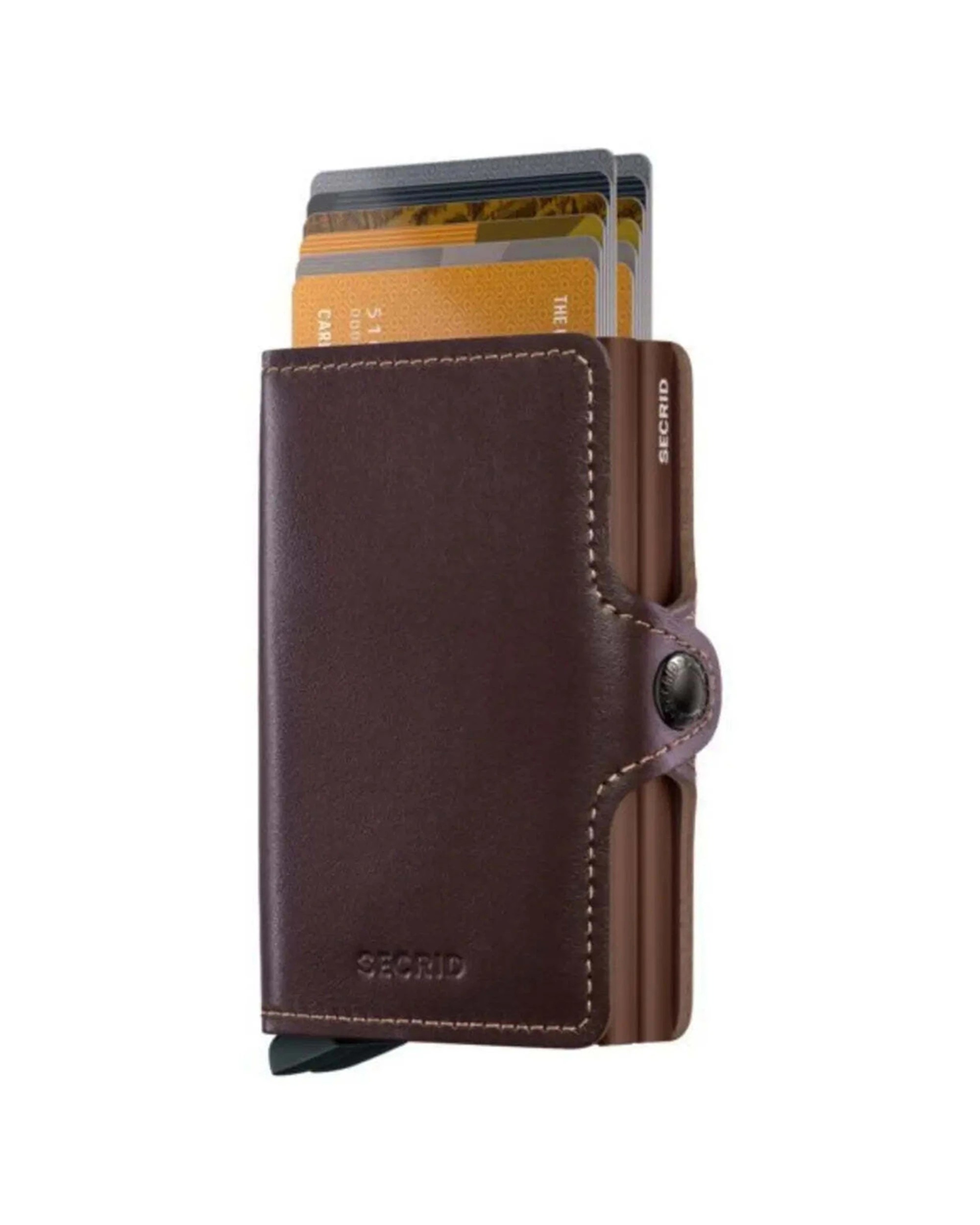2 Secrid Twinwallet Compact RFID Wallet Original Chocolate Aluminium Leather - Brown, 2 of 5